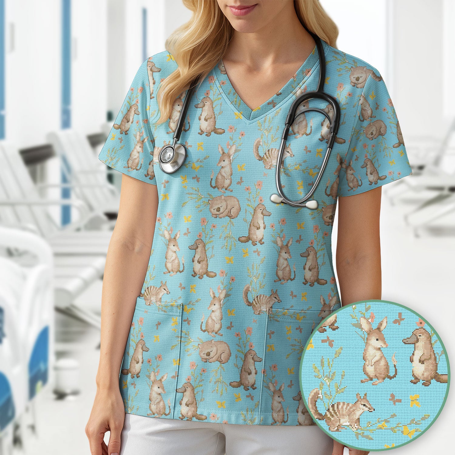 Australian Baby NICU Nurse Scrub Top, Pediatric Nursing Uniform, Comfortable Scrubs For Nurses