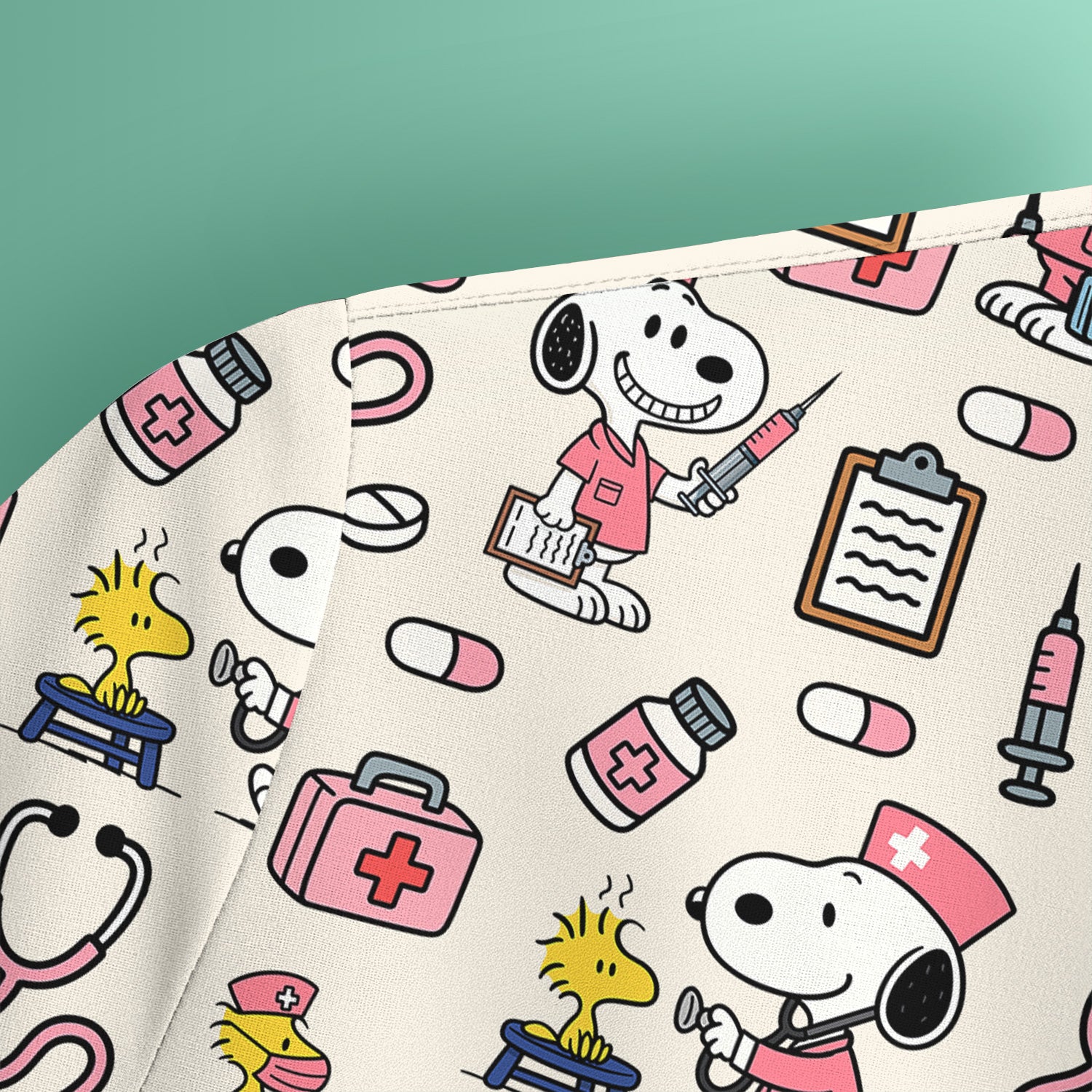 Snoopy Nurse Scrub Top for Women - Custom Medical Scrub Shirt Multi Colors - Cute Cartoon Nursing Work Shirt with Pockets