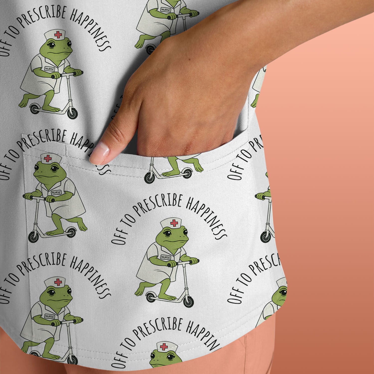 Cute Frog Nurse Off To Prescribe Happiness Scrub Top, Comfortable Scrubs for Nurses