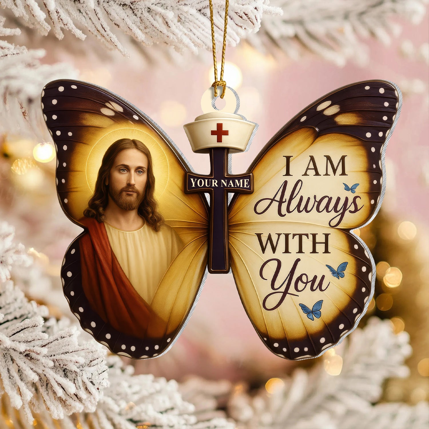 Christian Nurse Ornament, Jesus Butterfly Decoration, Nurse Christmas RN LPN CNA Gift