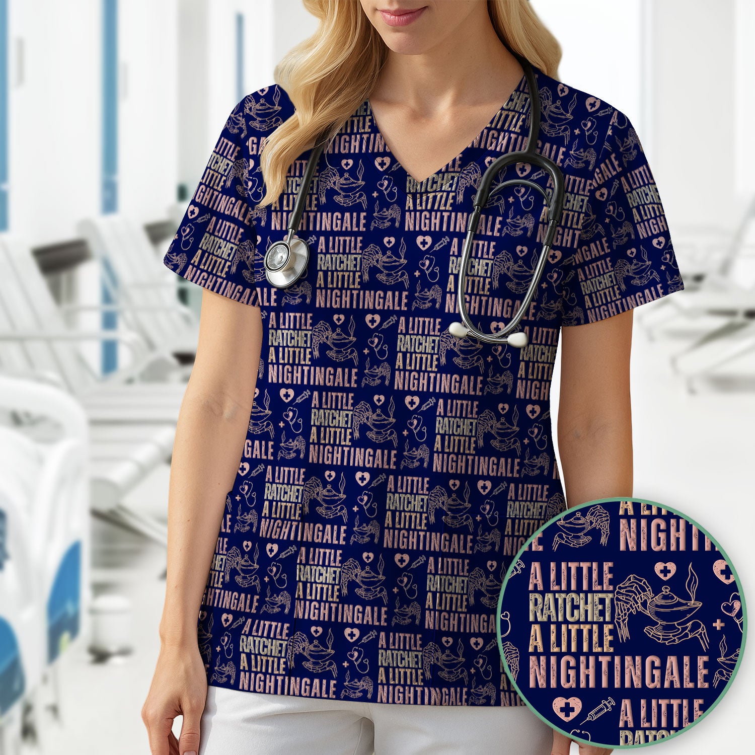 A Little Ratchet A Little Nightingale Nurse Scrub Top, Breathable Fabrics Nursing Uniform