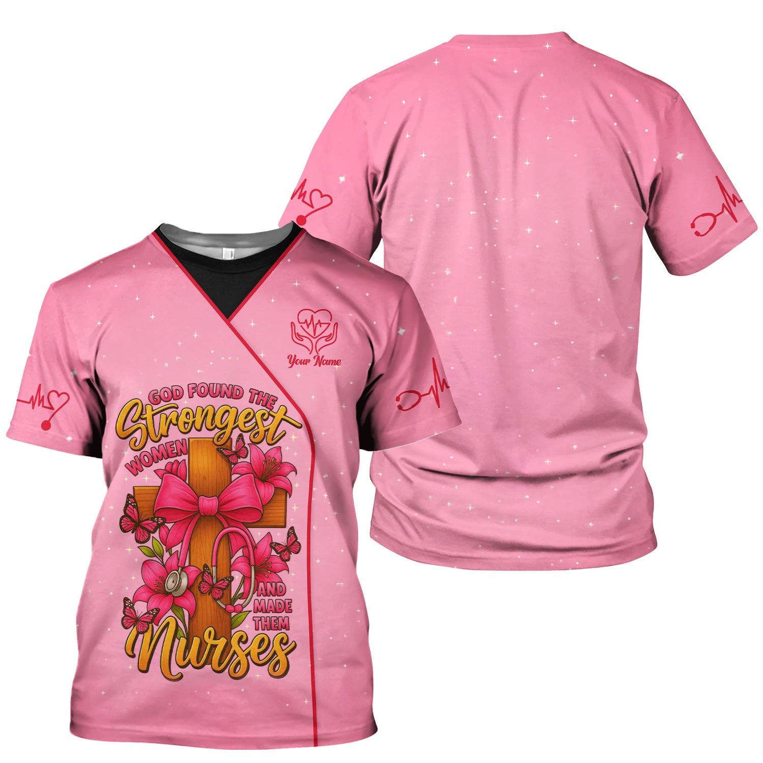 Personalized Christian Nurse T-Shirt - Strongest Women Made Nurses Design - Gift for Women RN LPN & Healthcare Workers