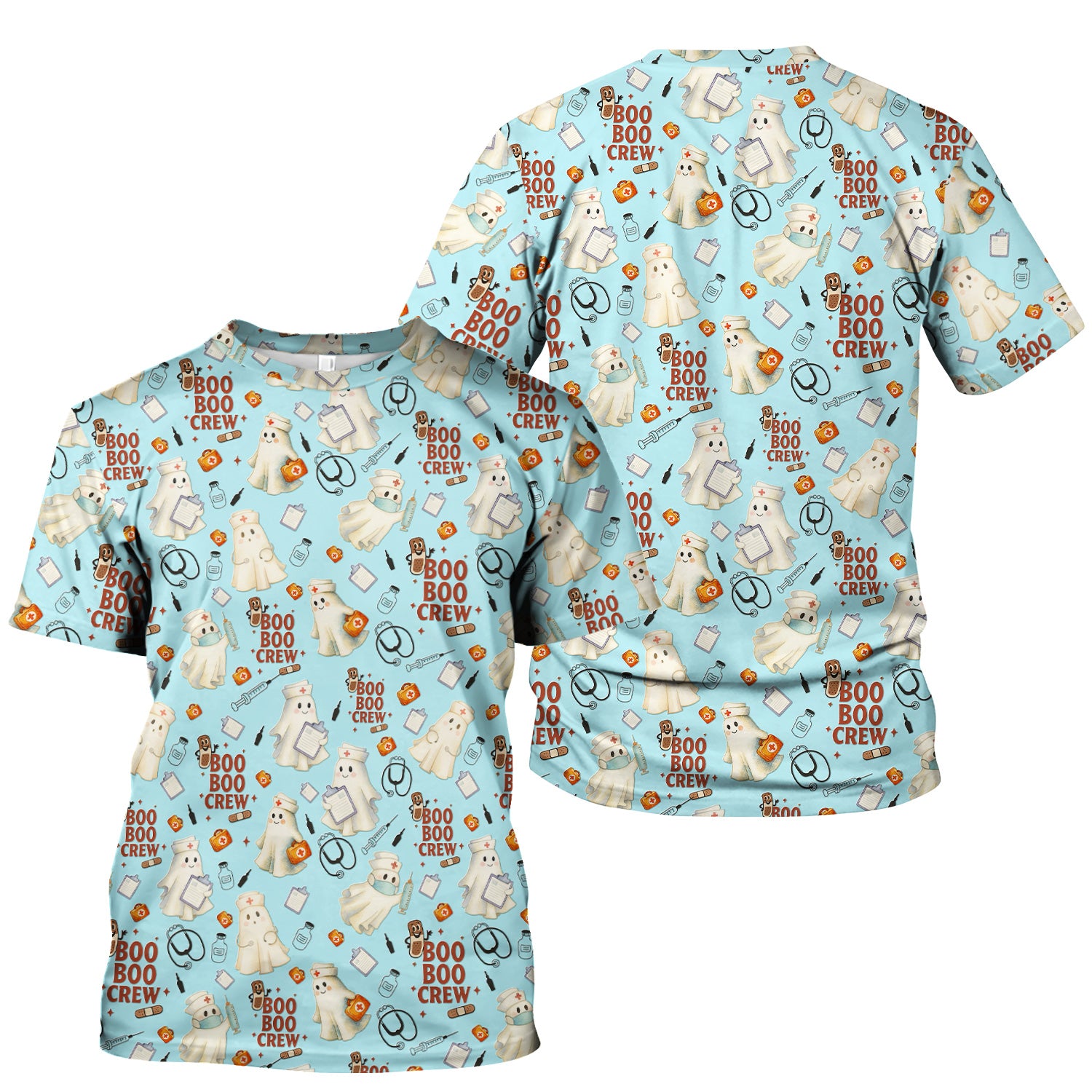 Halloween Nurse Scrub Top for Women - Cute Boo Boo Crew Medical Shirt - Gift for RN LPN CNA Healthcare Staff