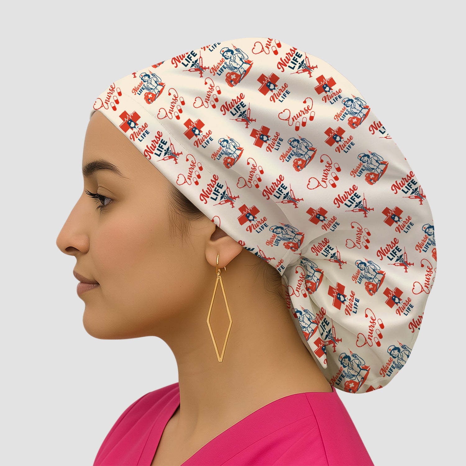 Retro Nurse Scrub Cap - Nurse Life & Stethoscope Graphic Design - Gift for RN LPN Healthcare Workers
