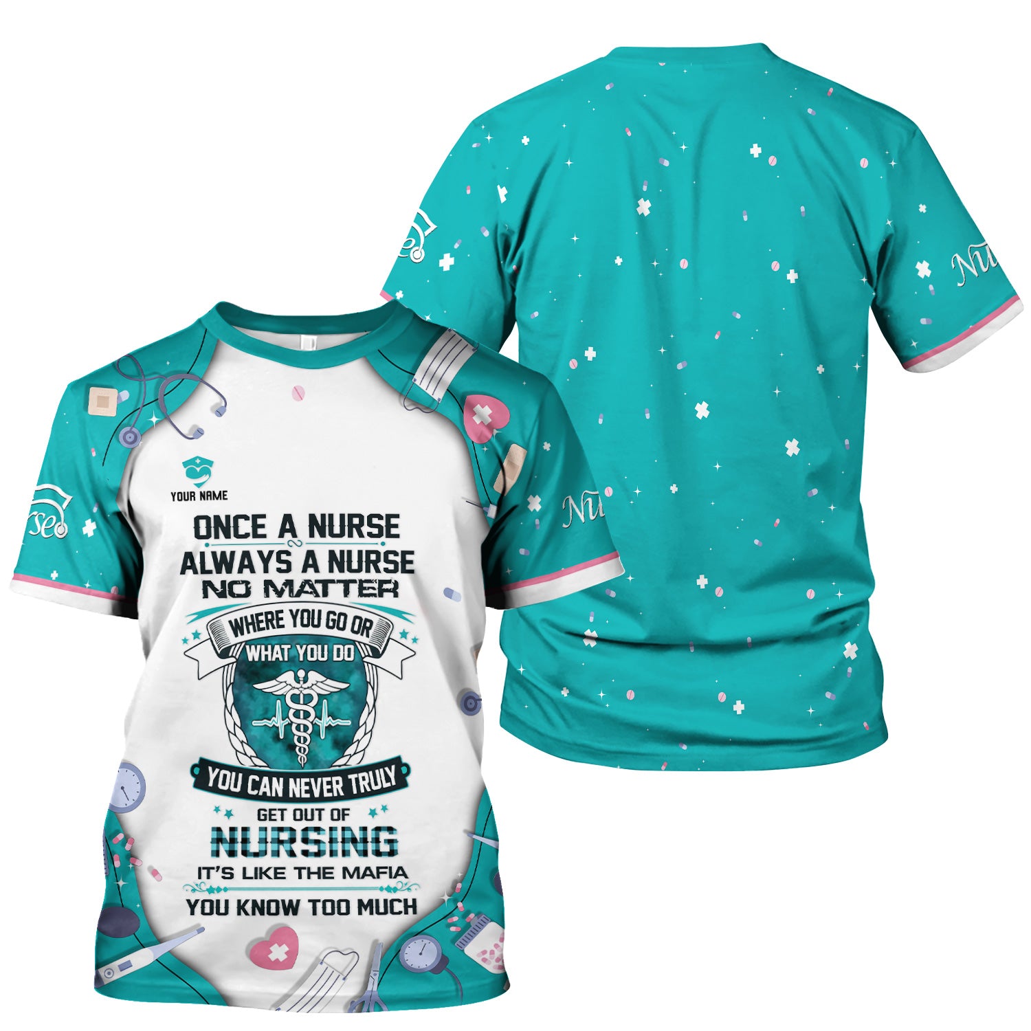 Personalized Once A Nurse Quote Medical Tools Scrub Top, Comfortable Scrubs for Nurses