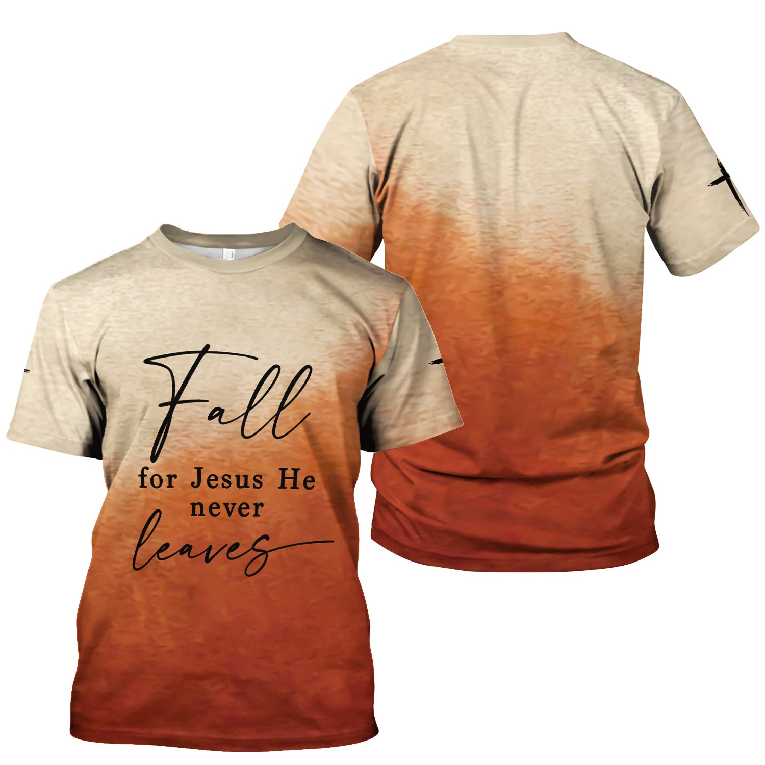 Personalized Christian Nurse T-Shirt - Fall for Jesus He Never Leaves Design - Gift for Women RN LPN & Healthcare Workers