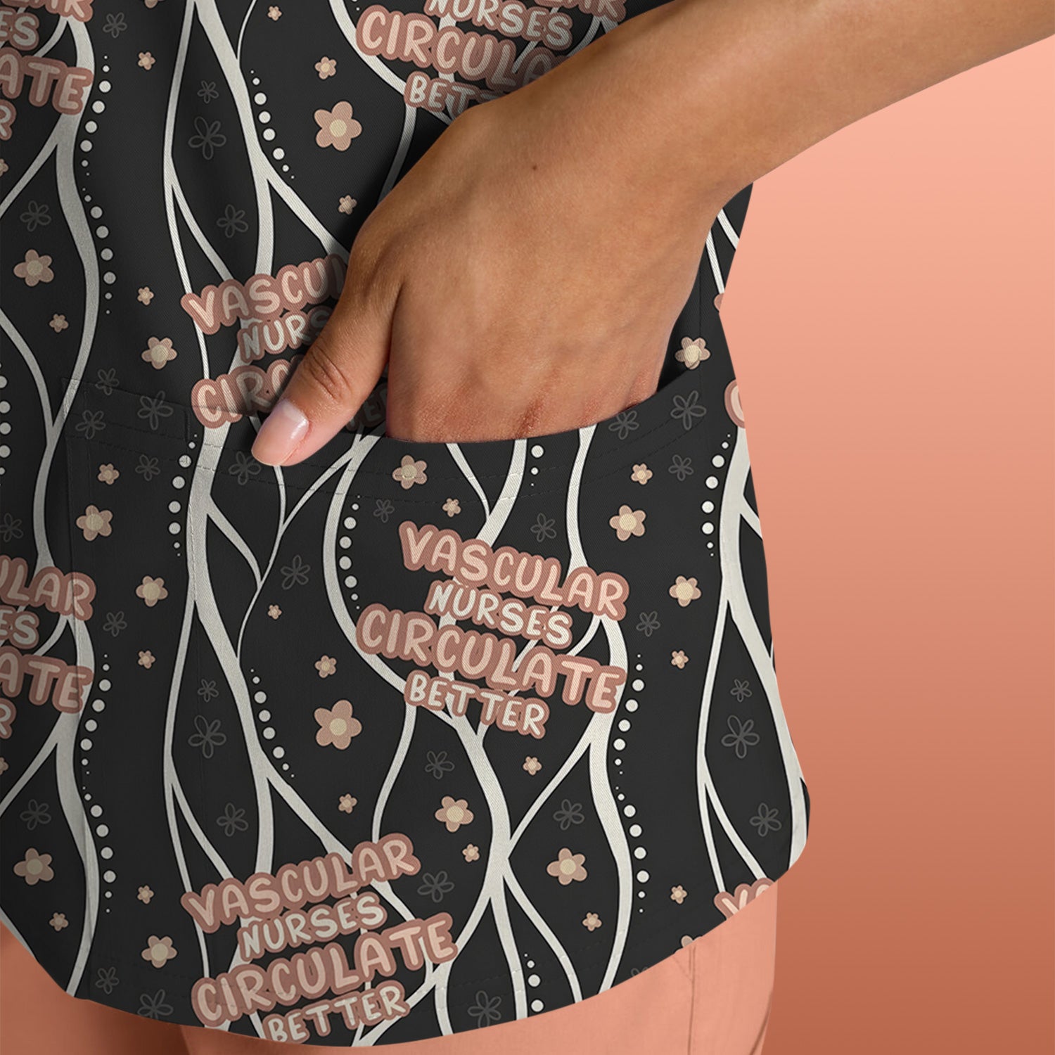 Inspirational Vascular Nurse Circulation Awareness Pattern Scrub Top, Comfortable Scrubs for Nurses