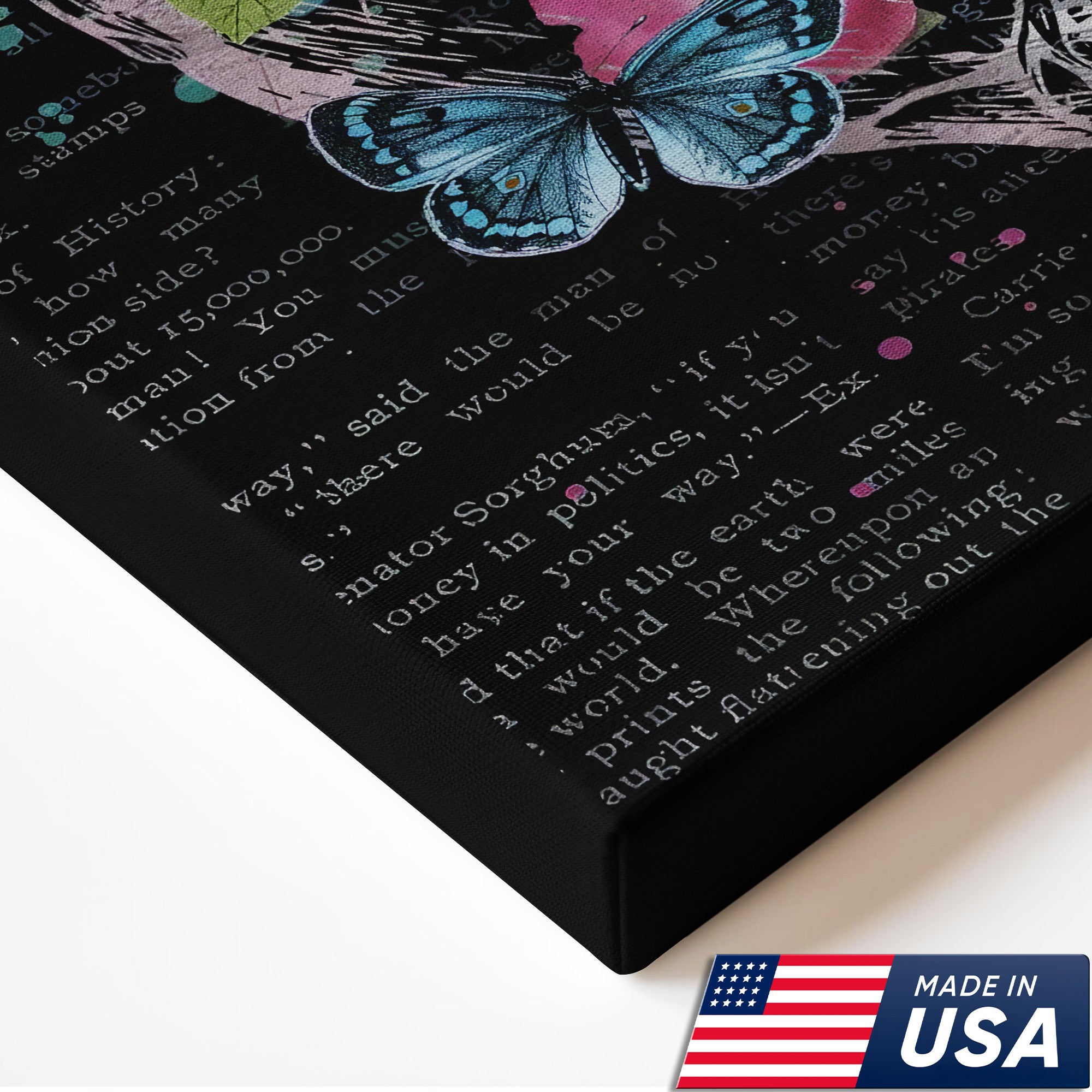 Romantic Rose and Butterfly Canvas, Vintage Newspaper Style, RN LPN CNA Healthcare Workers Gift