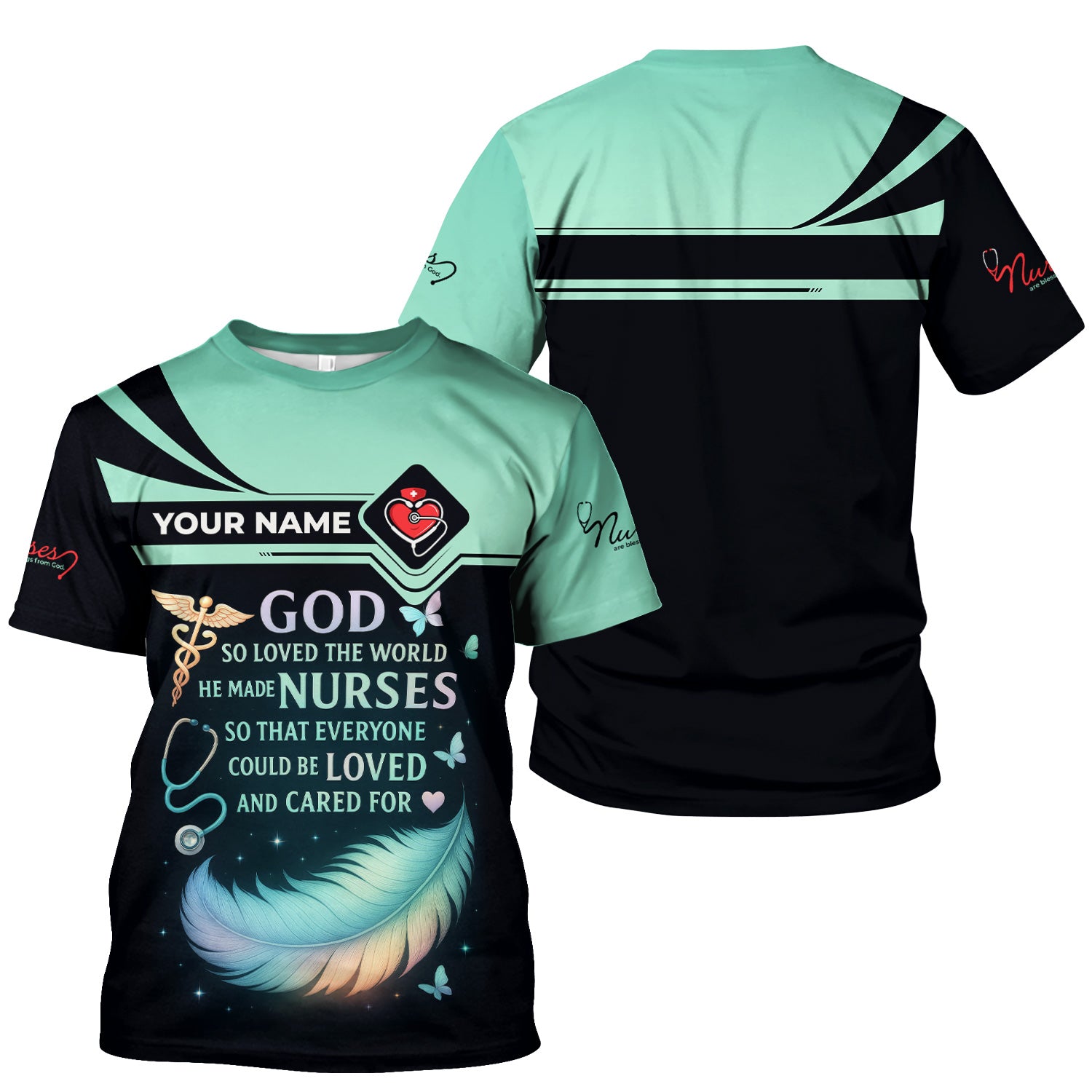 Personalized Nurse Shirt - God Loved The World He Made Nurses - Inspirational Nurse T-shirt for RN, CNA, LPN Healthcare Workers