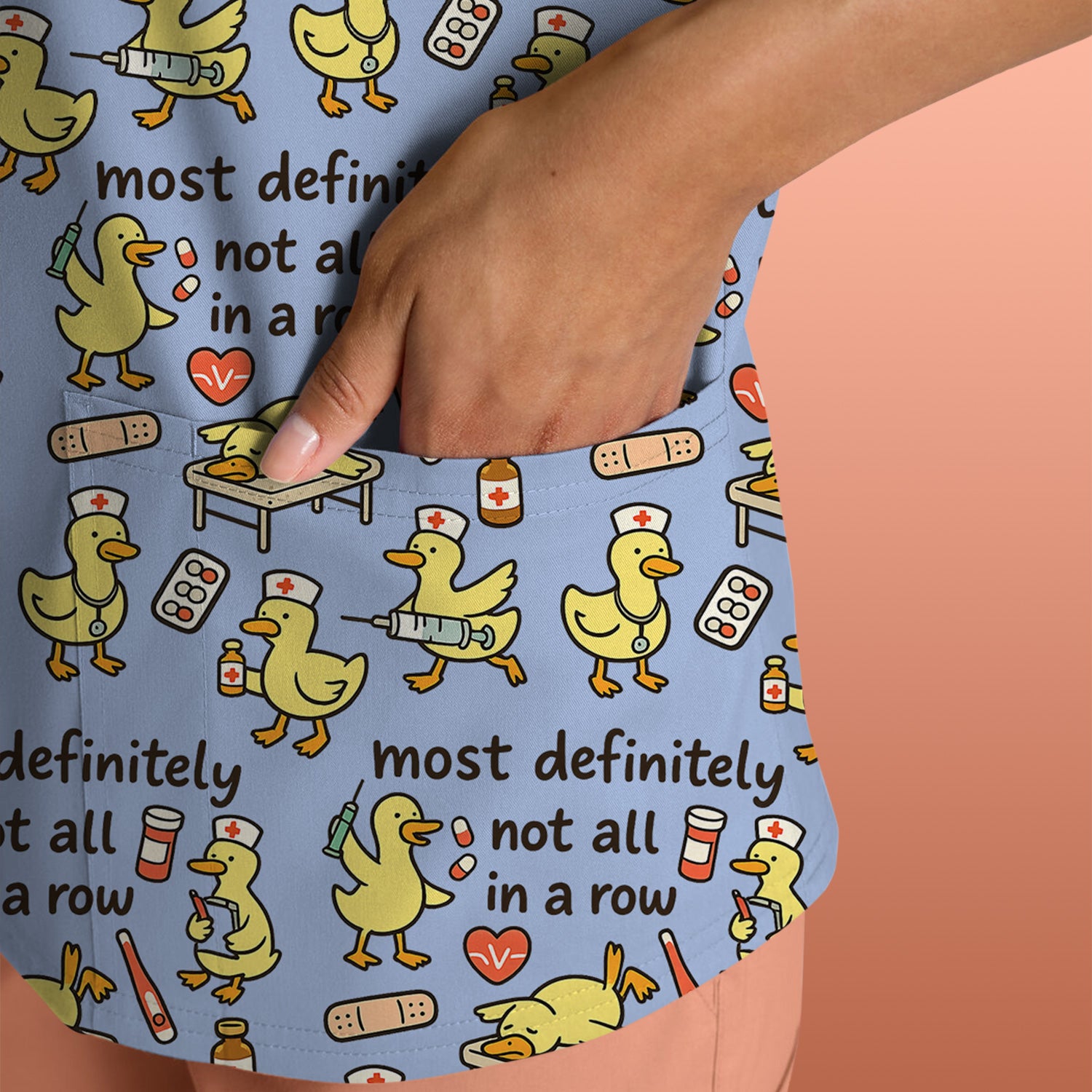 Funny Nurse Duck Medical Humor Pattern Scrub Top, Comfortable Scrubs for Nurses
