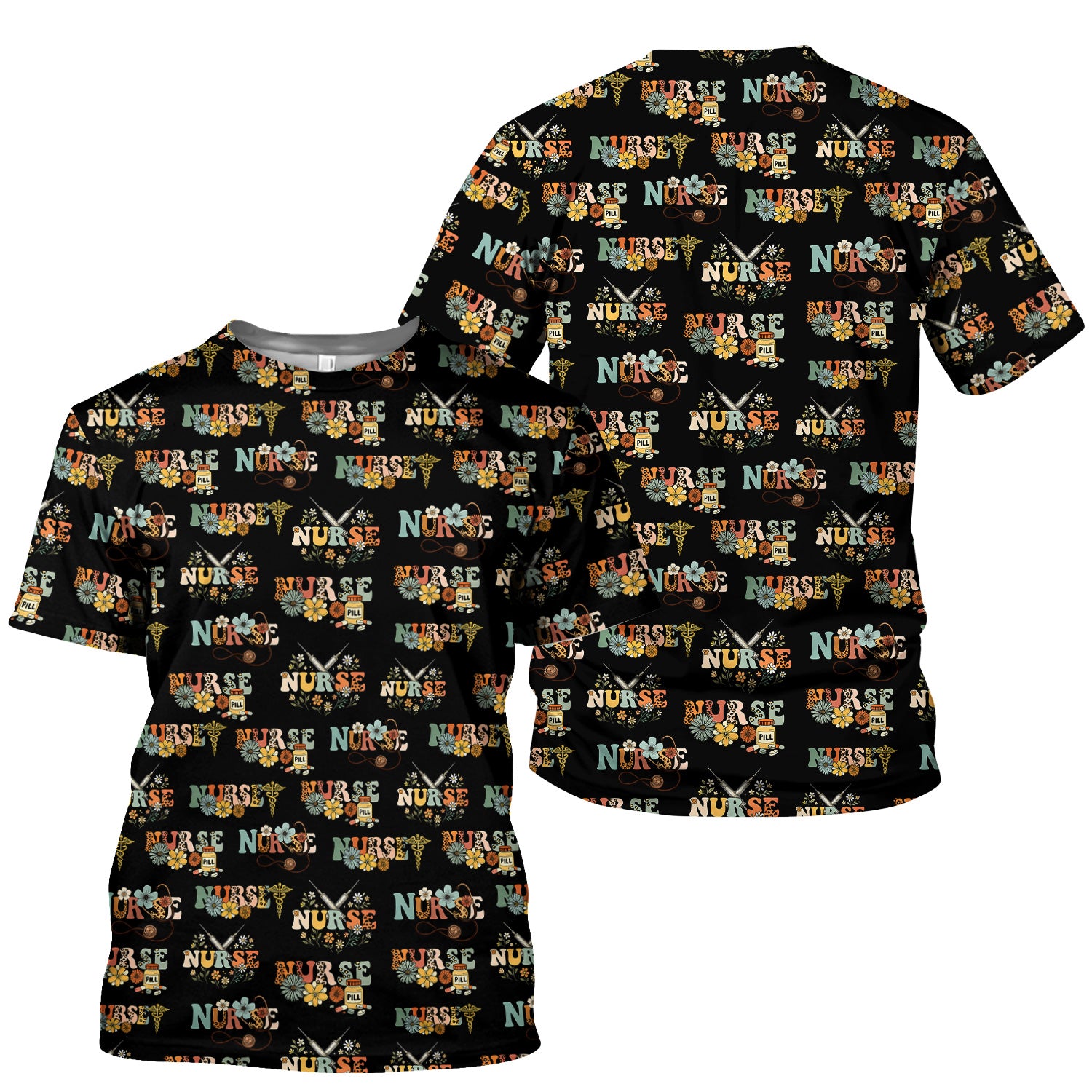 Custom Nurse Shirt for Women - Funny Medical Stethoscope Flowers Tee - Gift for RN LPN CNA