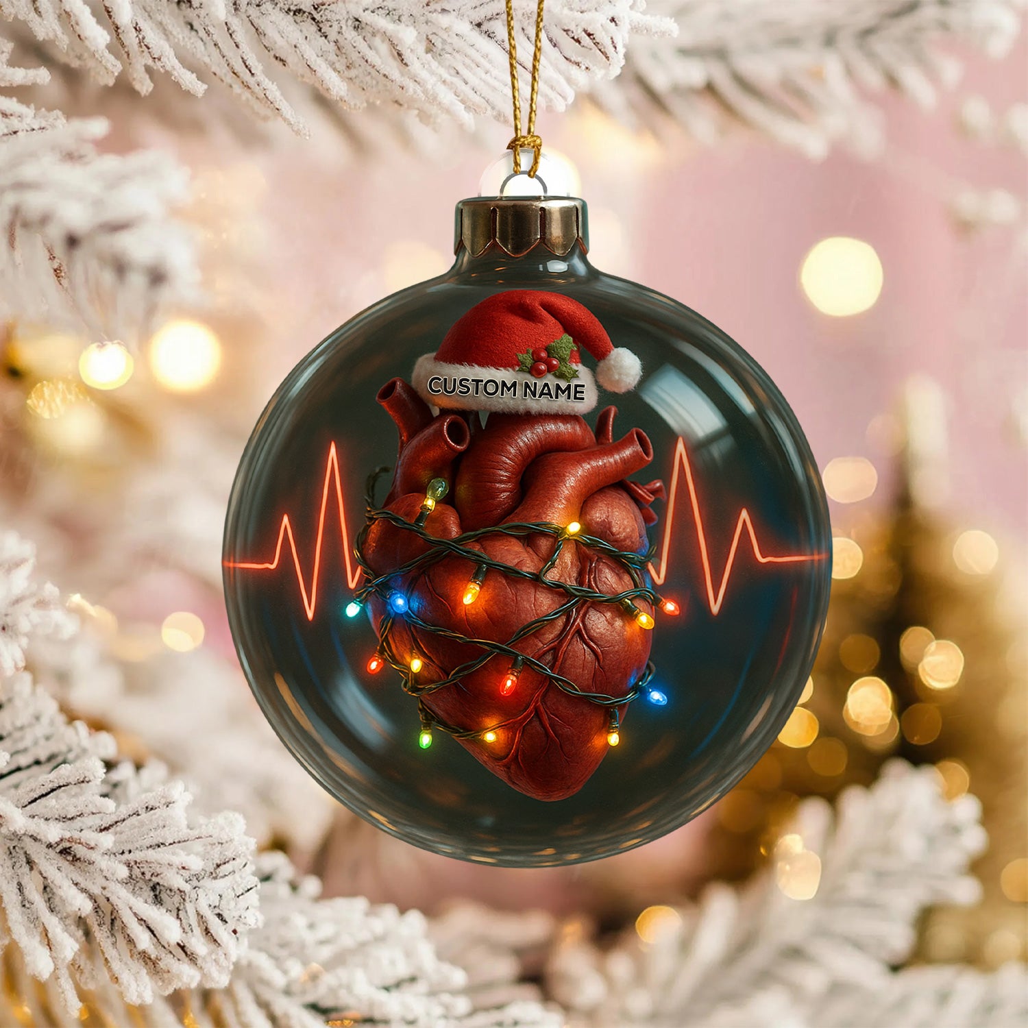 Personalized Anatomical Heart Christmas Ornament, Custom Name Medical Heart Ornament, Nurse Doctor Heartbeat Tree Decor, Medical Christmas Gift