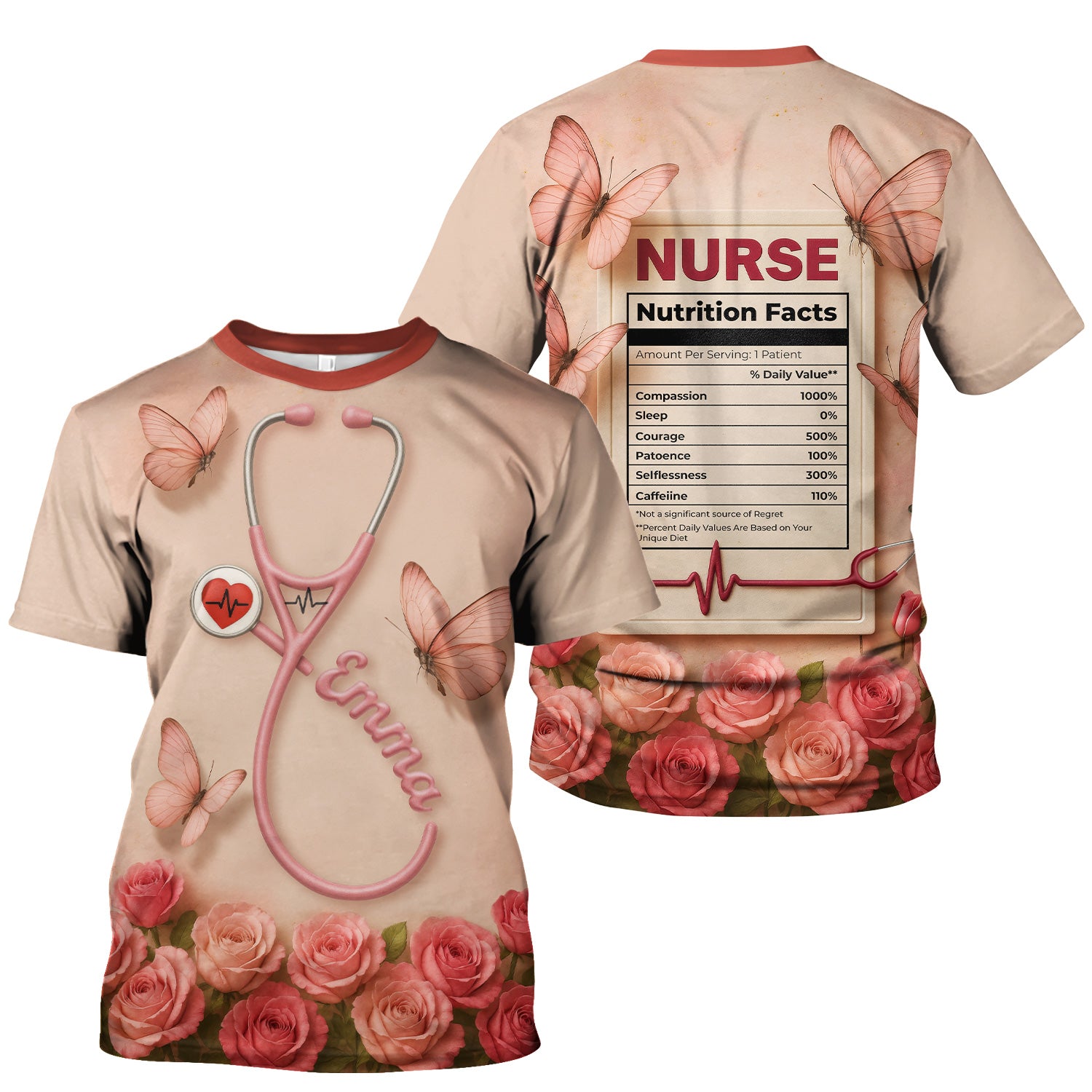 Nurse Nutrition Facts Shirt - Custom Graphic Tee for RN, LPN, Nurse Practitioners - Nursing Gifts For Her