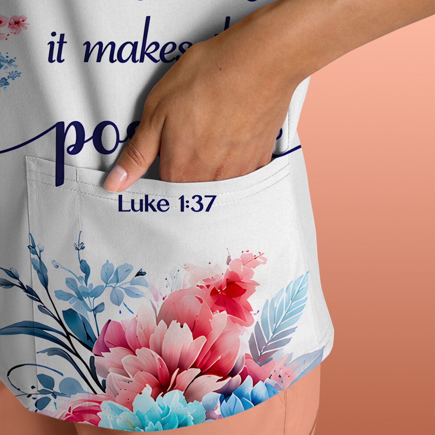 Inspirational Faith Floral Butterfly Pattern Scrub Top, Comfortable Scrubs for Nurses
