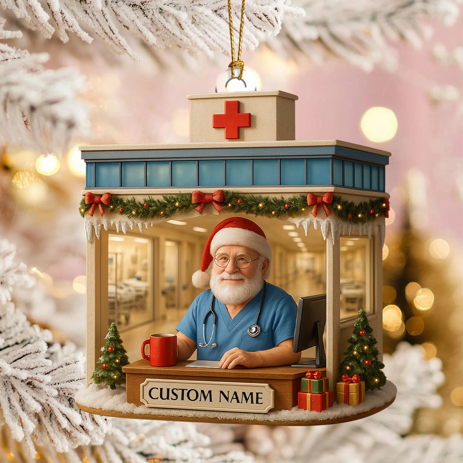 Personalized Doctor Office Ornament, Custom Name Medical Christmas Decor, Nurse & Healthcare Worker Holiday Gift for Clinic Staff
