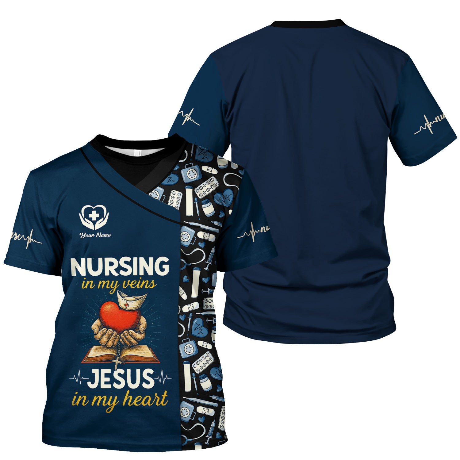 Personalized Nursing Shirt for Nurses - Christian Nurse Graphic Tee with Jesus Quote - Gift for RN LPN CNA