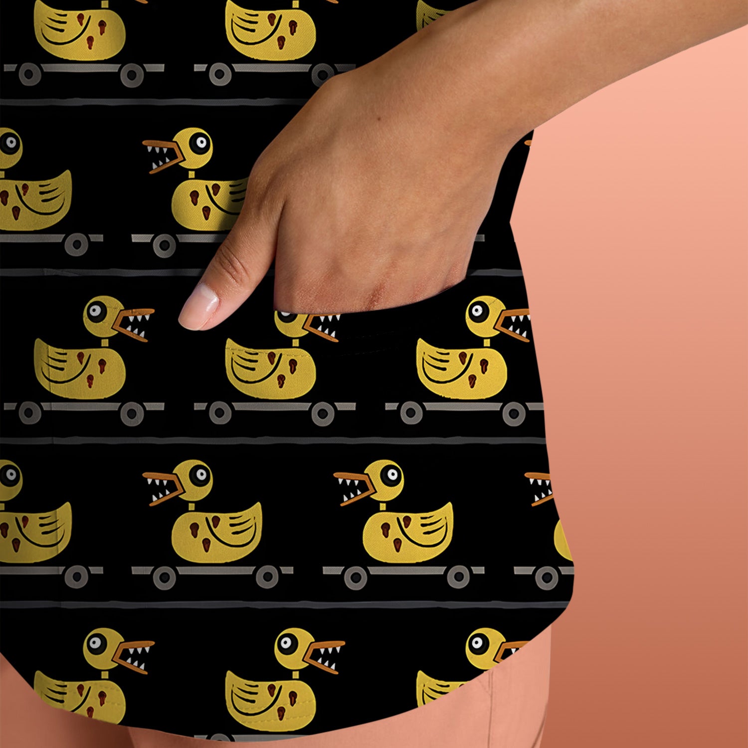Spooky Rubber Duck Scrub Top, Cute Creepy Halloween Nursing Uniform