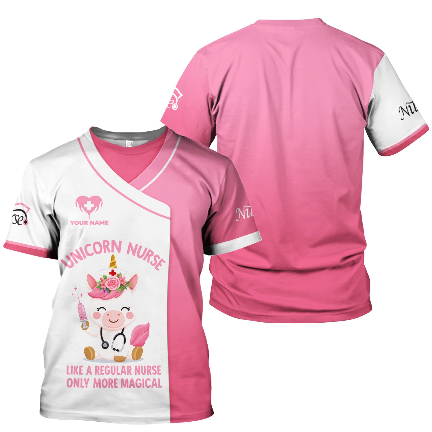 Personalized Unicorn Nurse Shirt - More Magical Funny Nurse Quote - Custom Name Gift for RN CNA LPN