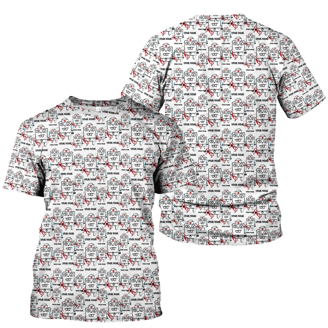 Personalized Doodle Bob Nurse Shirt - Funny Cartoon Medical Graphic Tee - Custom RN MD CNA Healthcare Gift