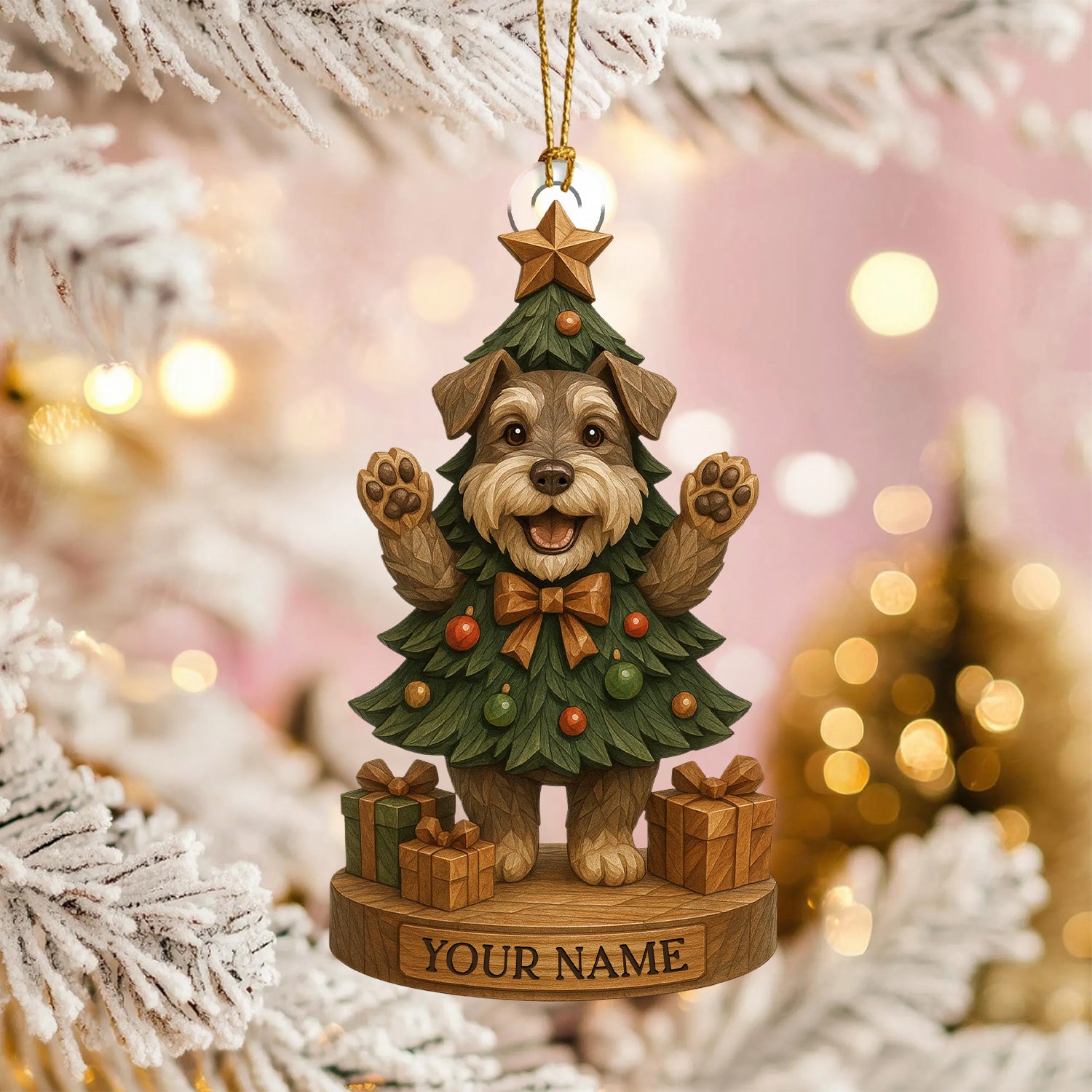 Personalized Dog Christmas Tree Ornament, Custom Name Holiday Pup Décor, Cute Xmas Gift For Dog Lovers