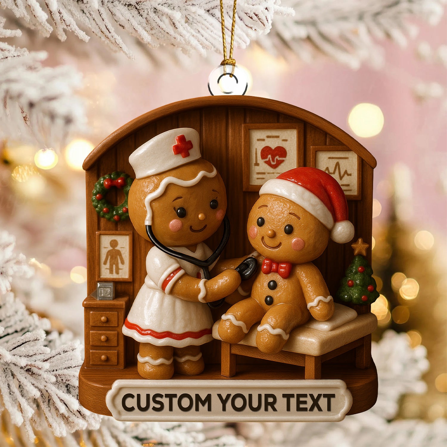 Personalized Gingerbread Nurse Christmas Ornament , Nursing Ornament With Custom Name, Nurse Xmas RN Gift
