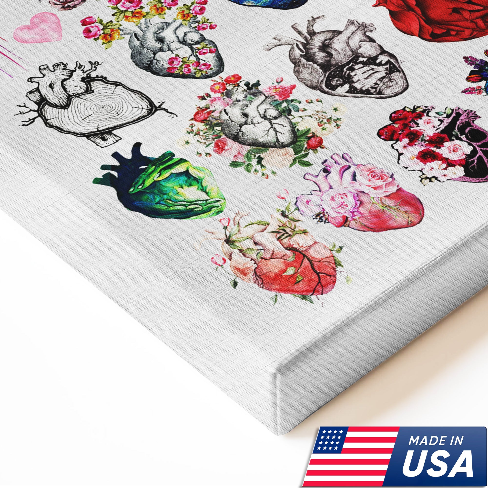 Anatomical Heart Art Canvas, Floral Heart Wall Decor, RN LPN CNA Healthcare Worker Gift
