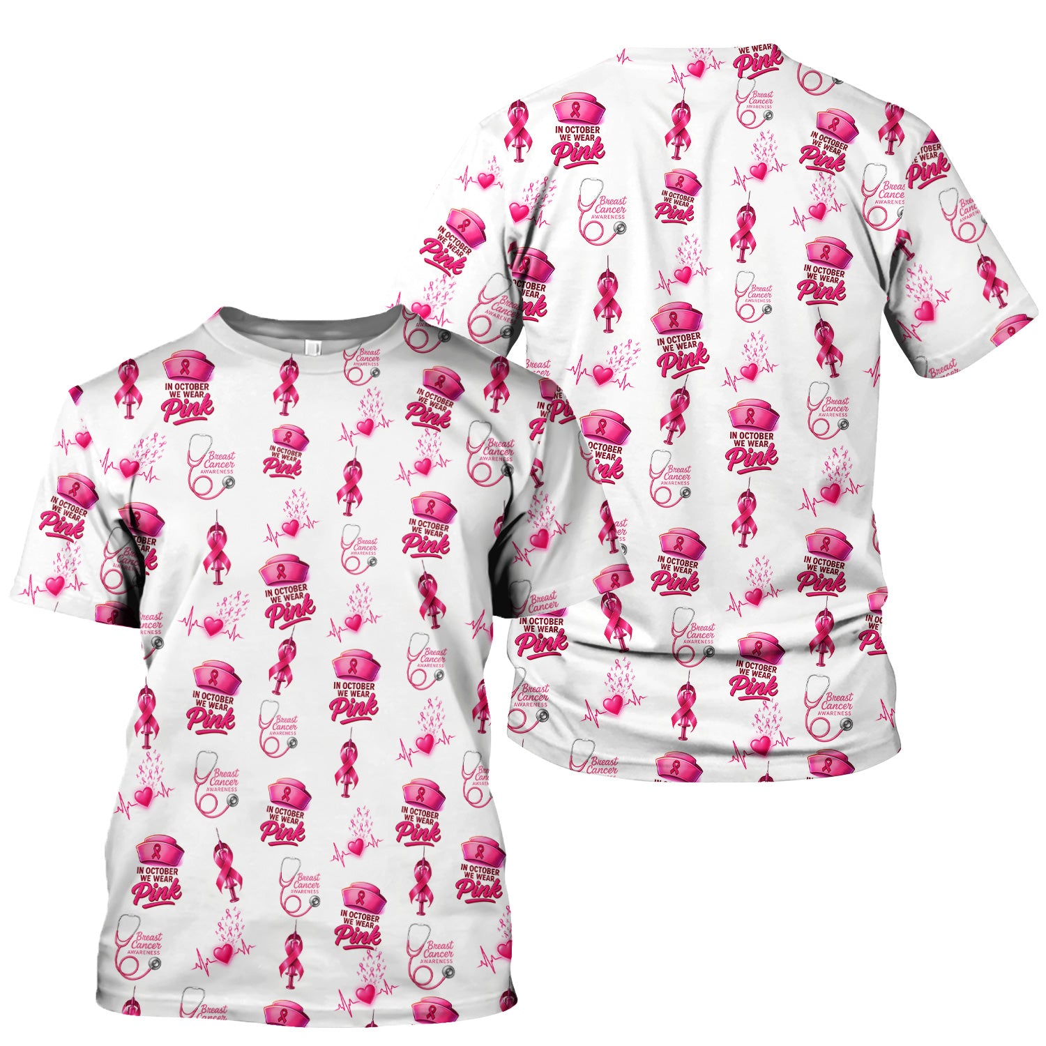 Breast Cancer Awareness Nurse Shirt - Supportive Nurse October Graphic Tee - Gift for RN LPN Healthcare Workers
