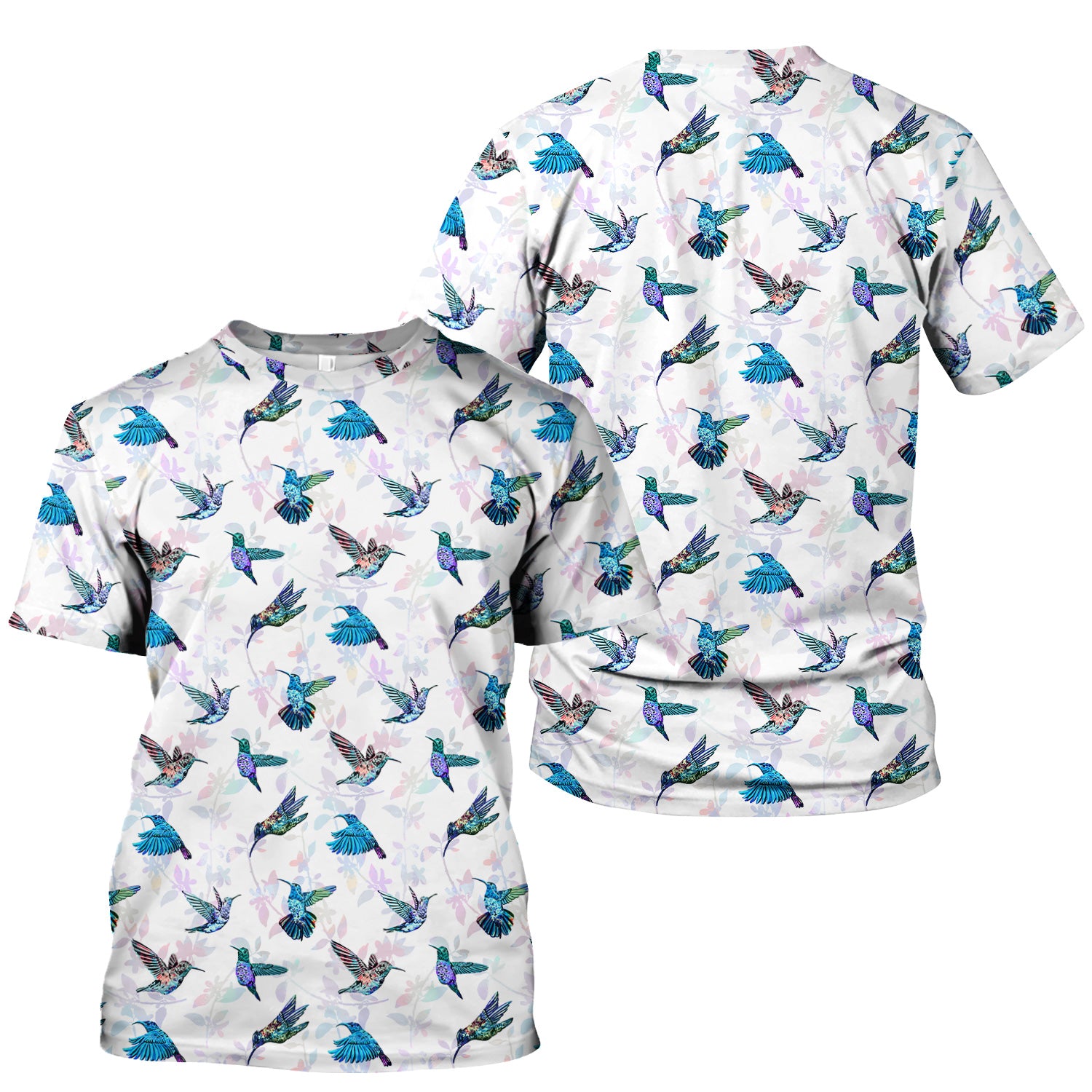 Cute Hummingbird Lover Shirt - All-Over Print Bird & Botanical Graphic Tee - Gift for RN LPN CNA