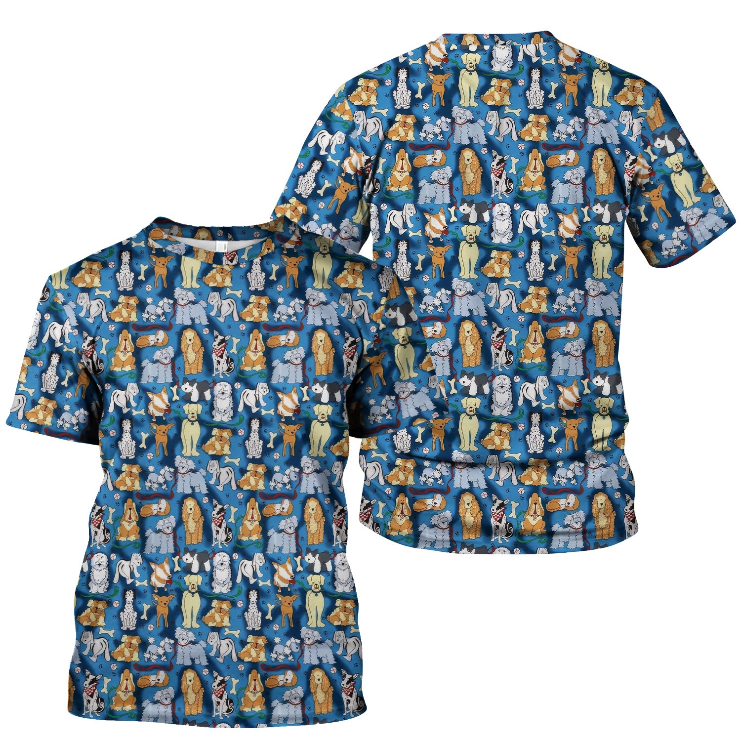 Funny Dog Lover Shirt - Cartoon Dog Breeds Pattern Design - Gift for RN LPN CNA Women Healthcare Staff