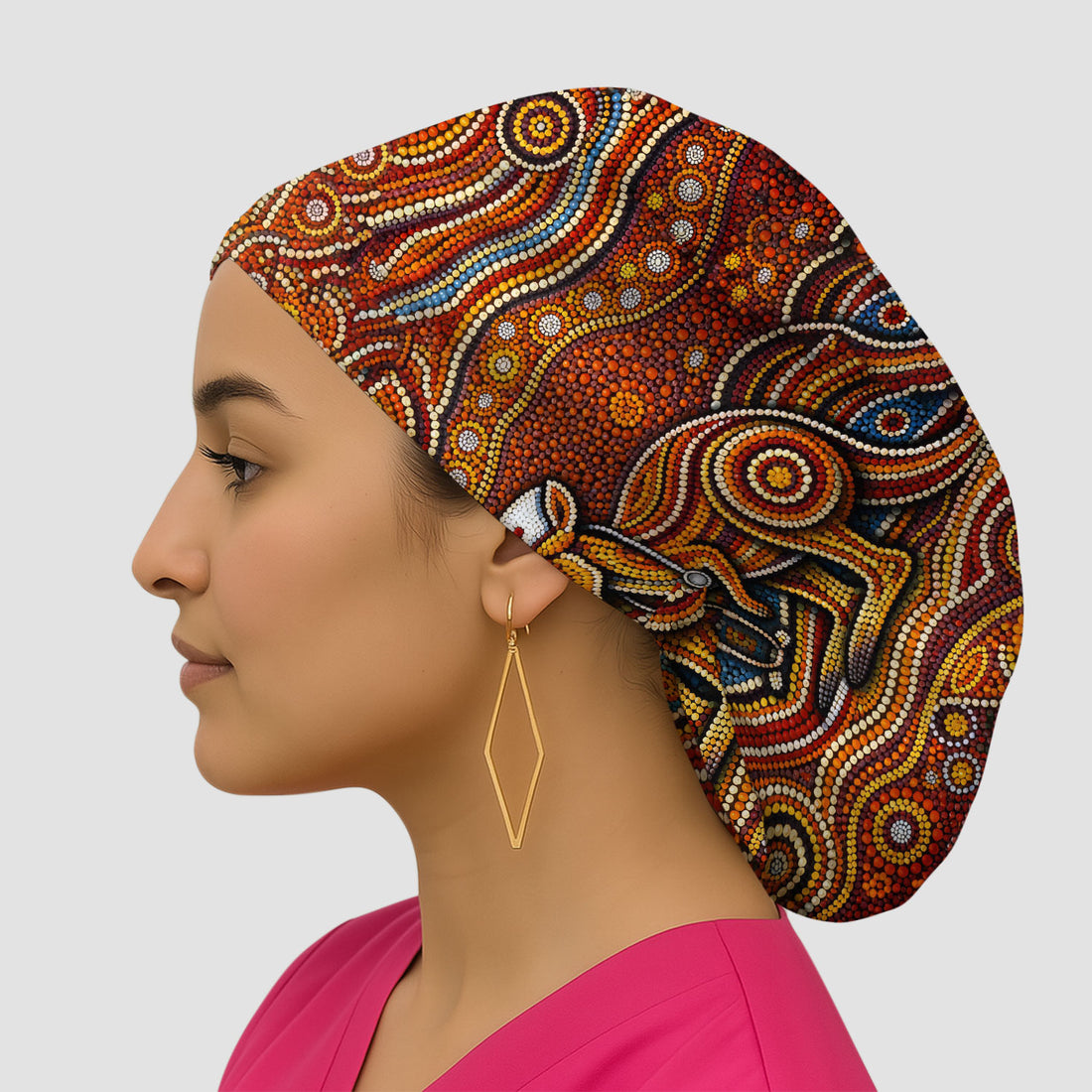 Australian Aboriginal Nurse Scrub Cap, Kangaroo Dot Art Medical Nurses Hat, Breathable Fabrics Nursing Uniform