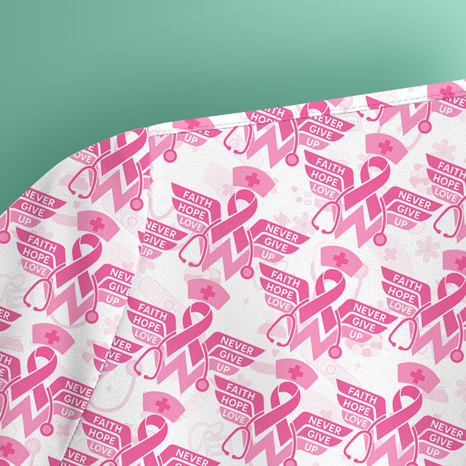 Breast Cancer Awareness Scrub Top - Pink Ribbon Nurse Shirt Multi Color - Faith Hope Love Nursing Workwear with Pockets