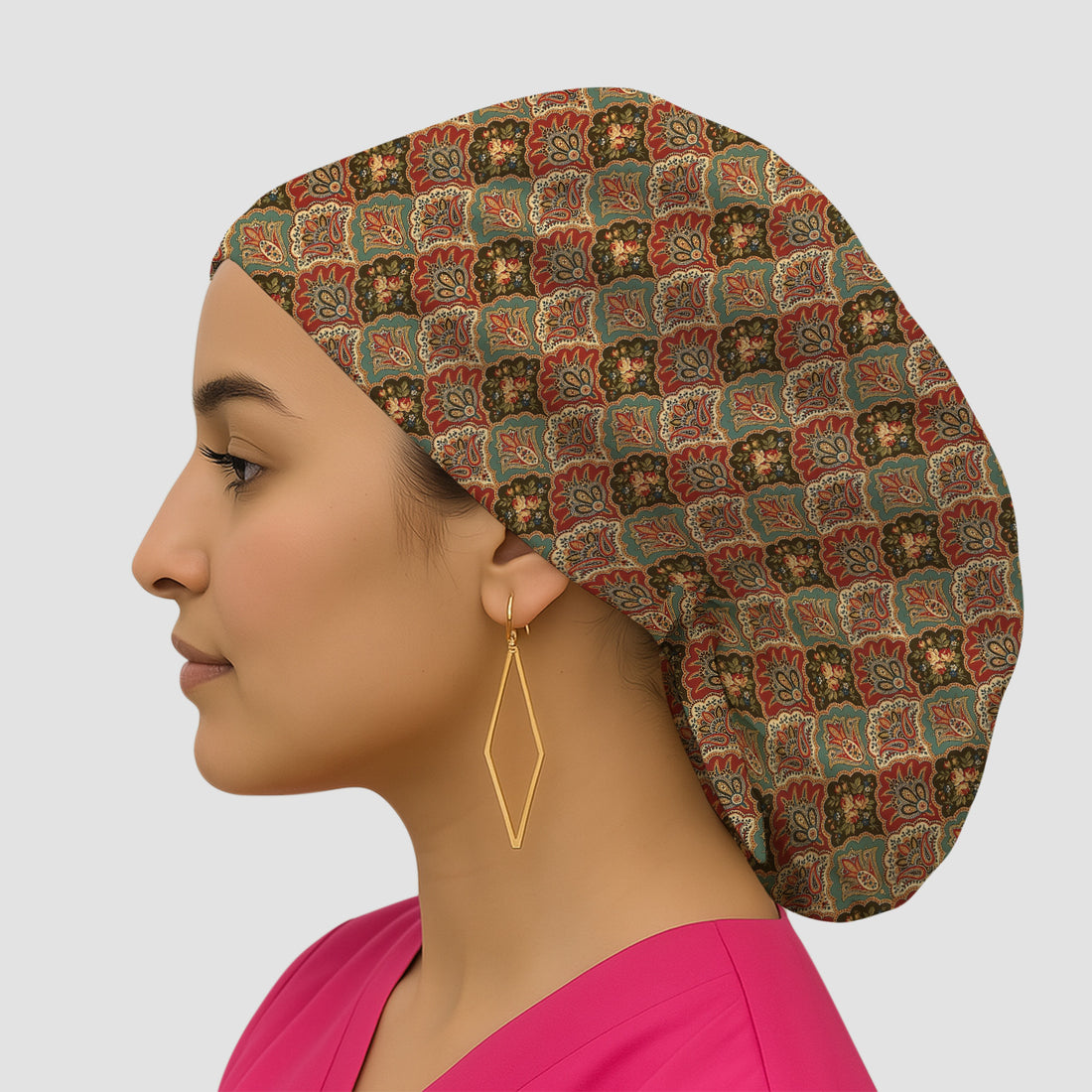 Vintage Floral Paisley Ornament Pattern Scrub Cap, Surgical Caps for Doctors