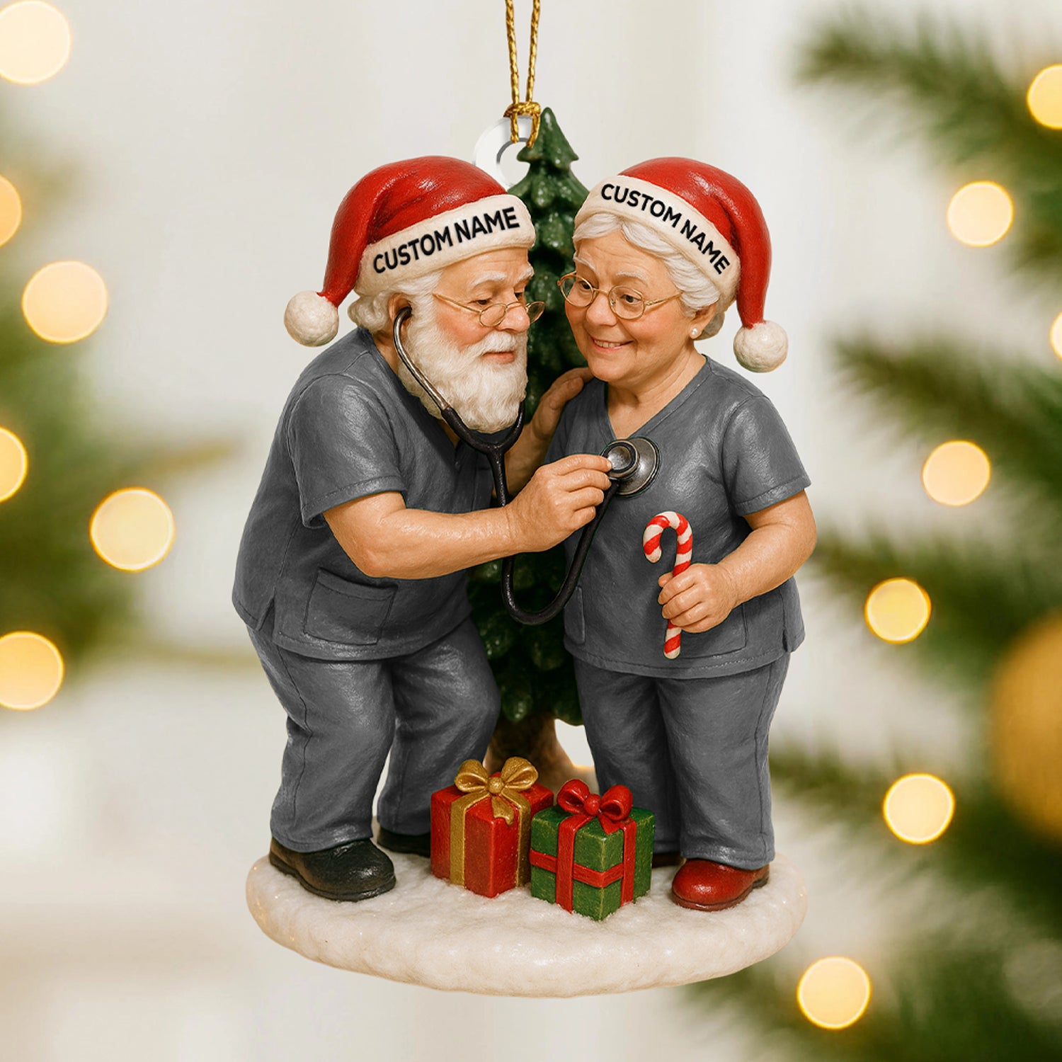 Personalized Nurse Couple Ornament, Custom Name Medical Staff Christmas Ornament, Doctor & Nurse Holiday Keepsake, Healthcare Worker Xmas Gift