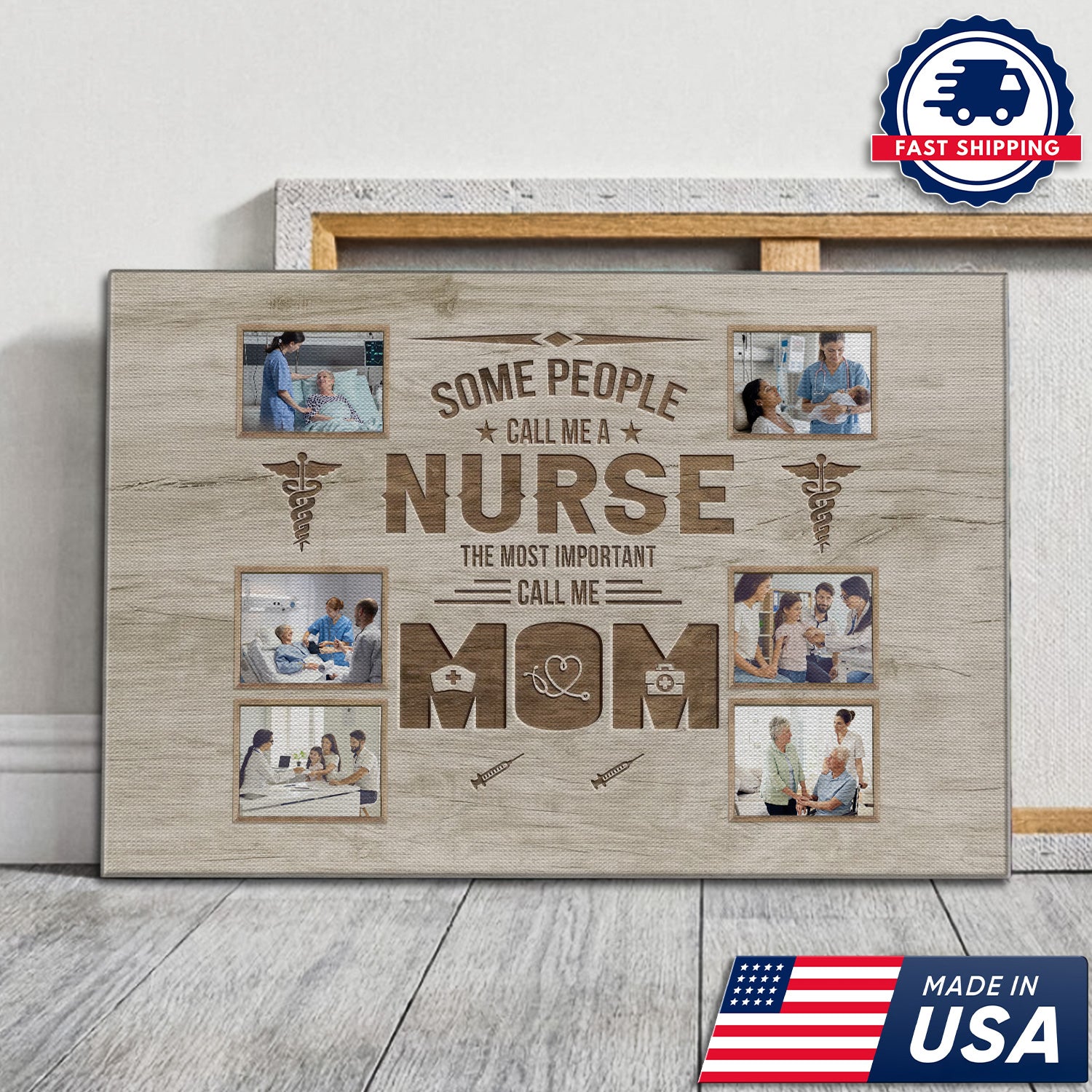 Nurse Mom Dad Canvas Wall Art, Inspirational Gift for Healthcare Workers, Family Tribute Home Decor