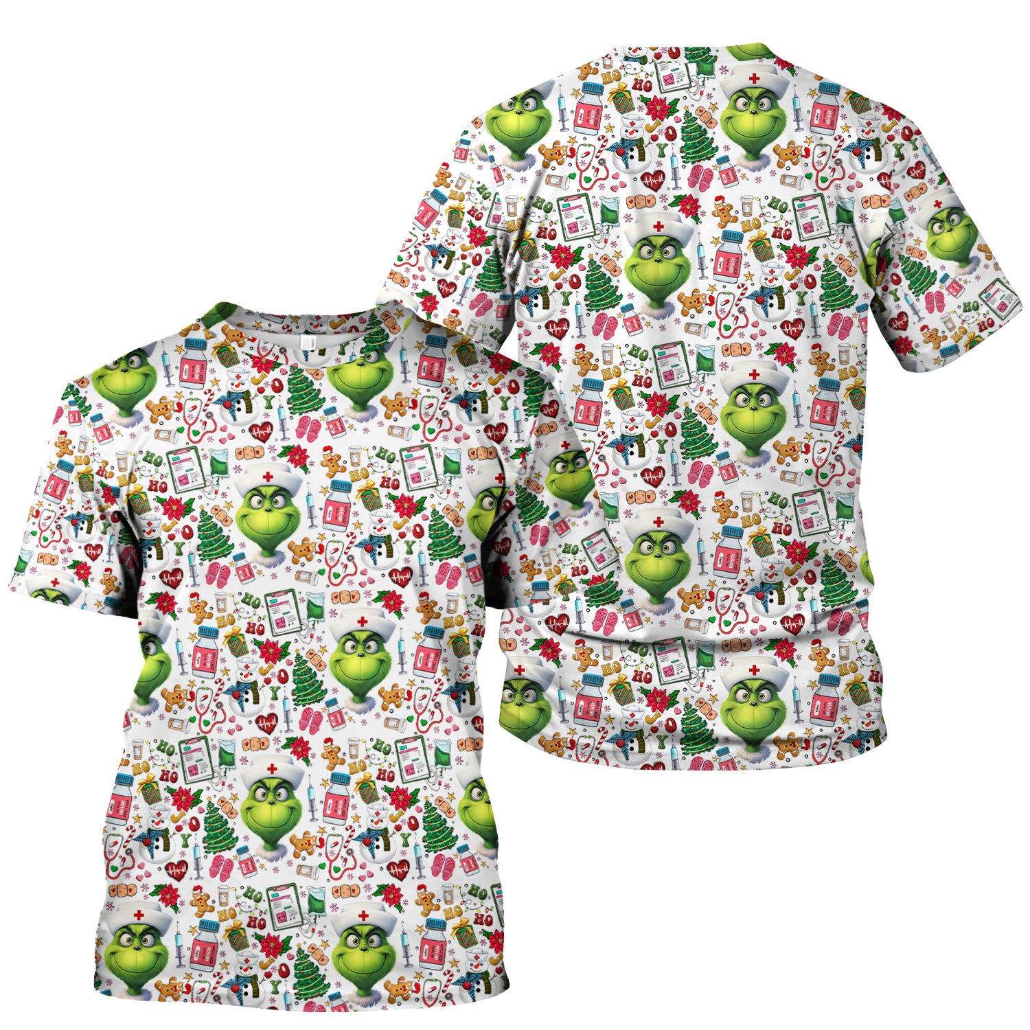 Christmas Nurse Scrub Top - Funny Grinch Medical Top for Women - Multiple Colors Gift for CNA RN LPN