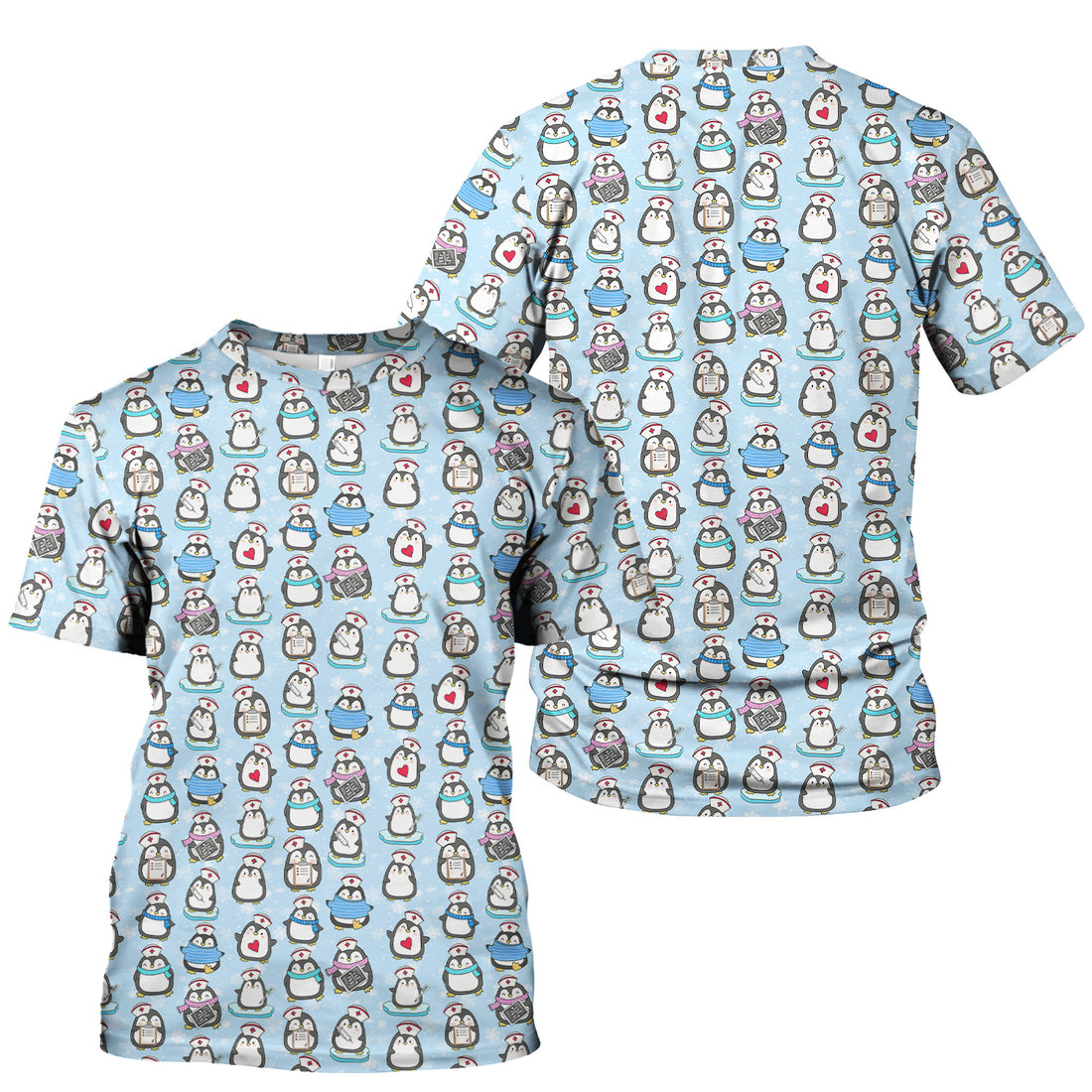 Personalized Funny Christmas Nurse Shirt - Cute Penguin with Syringe Graphic Tee - Gift for RN LPN CNA