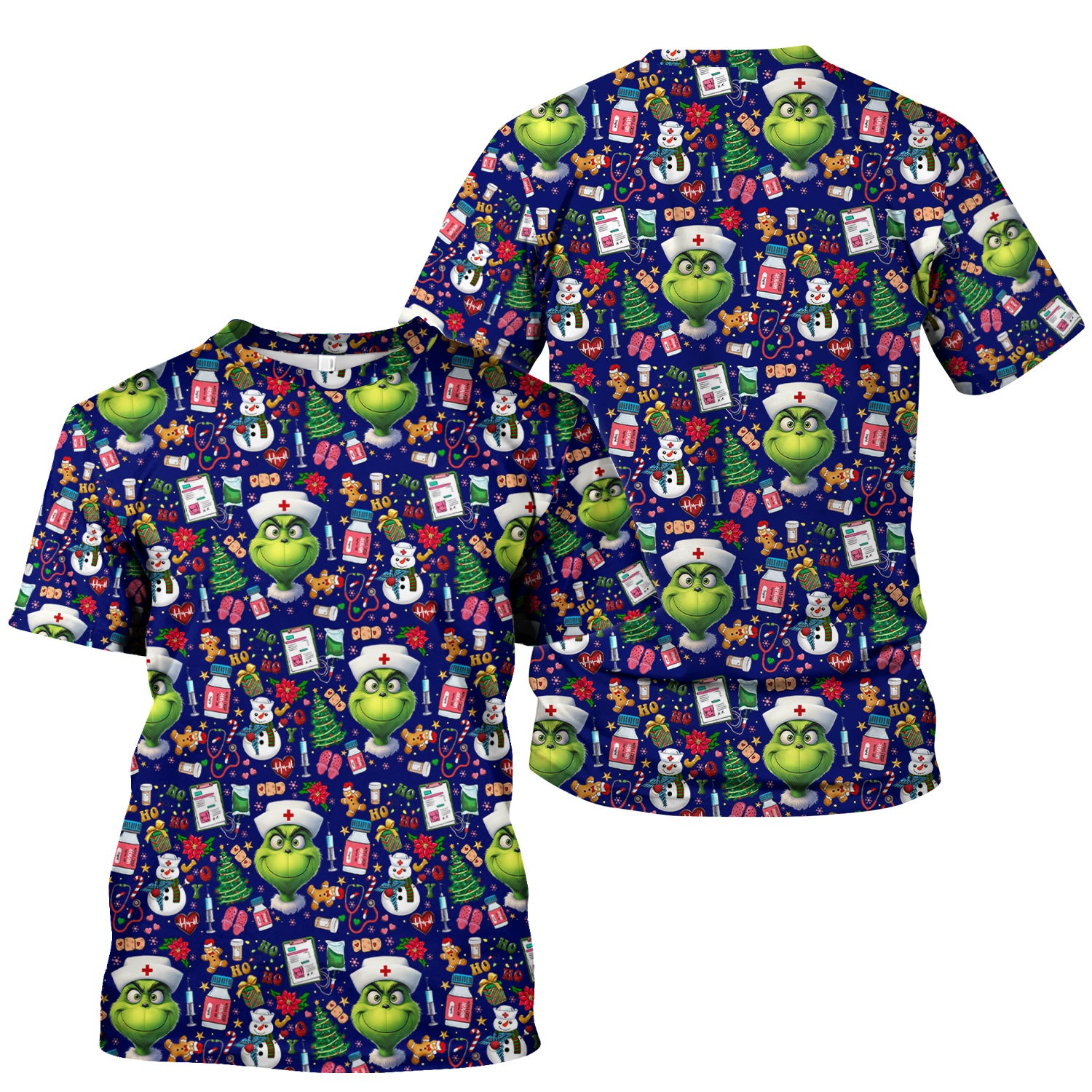 Christmas Nurse Scrub Top - Funny Grinch Medical Top for Women - Multiple Colors Gift for CNA RN LPN