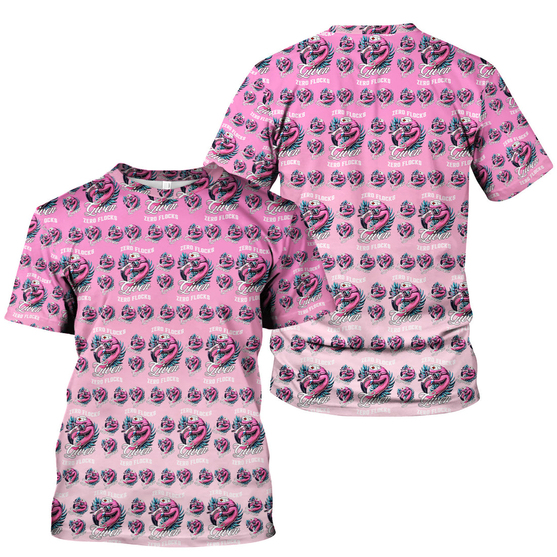 Funny Flamingo Nurse Shirt - Zero Flocks Given Pink Graphic Tee - RN LPN CNA Healthcare Workers Gift