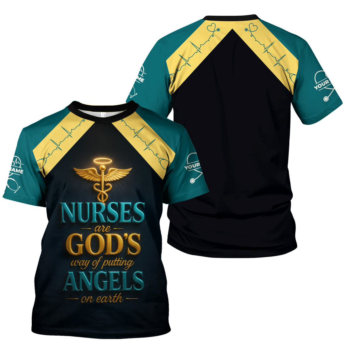 Personalized Christian Nurse Shirt - Nurses Are God's Angels on Earth Quote - Gift for Women RN LPN CNA