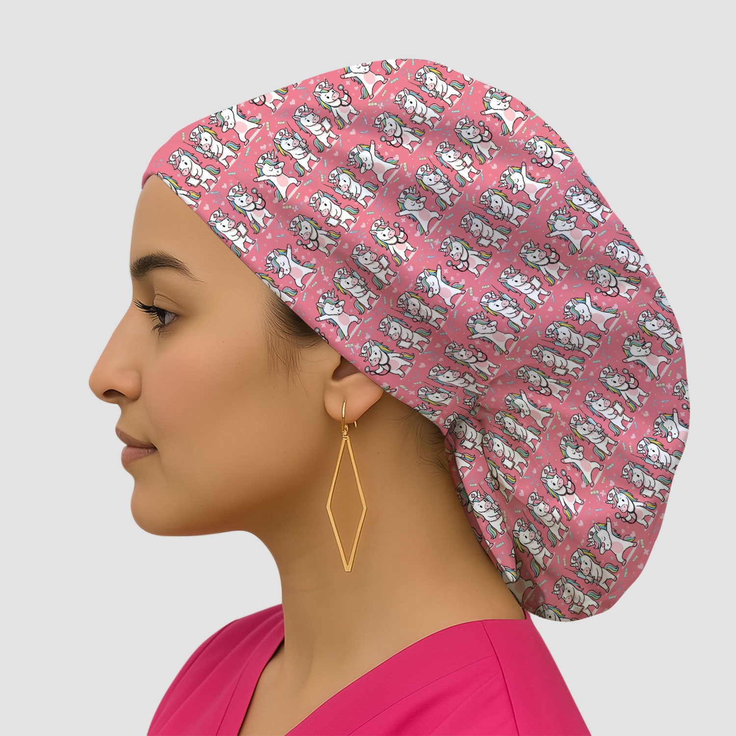 Cute Unicorn Nurse Scrub Cap, Playful Medical Cartoon Nursing Hat, Breathable Fabrics Nurse Uniform