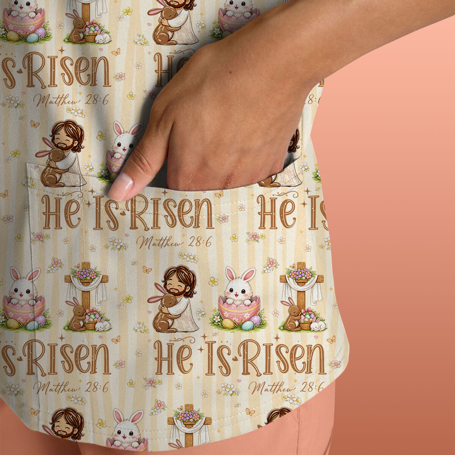 He Is Risen Jesus Easter Print Scrubs Nurses, Comfortable Scrubs for Nurses