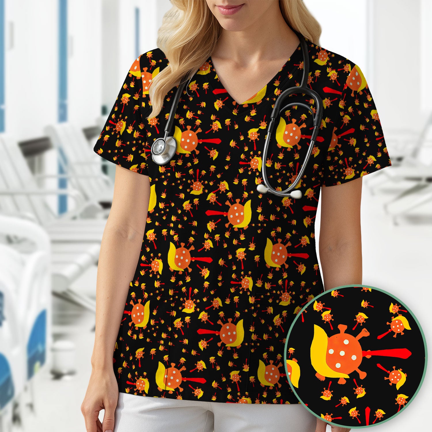 The Deadliest Virus Is Ignorance Scrub Top - Black Nursing Uniform - Comfortable Scrubs for Women