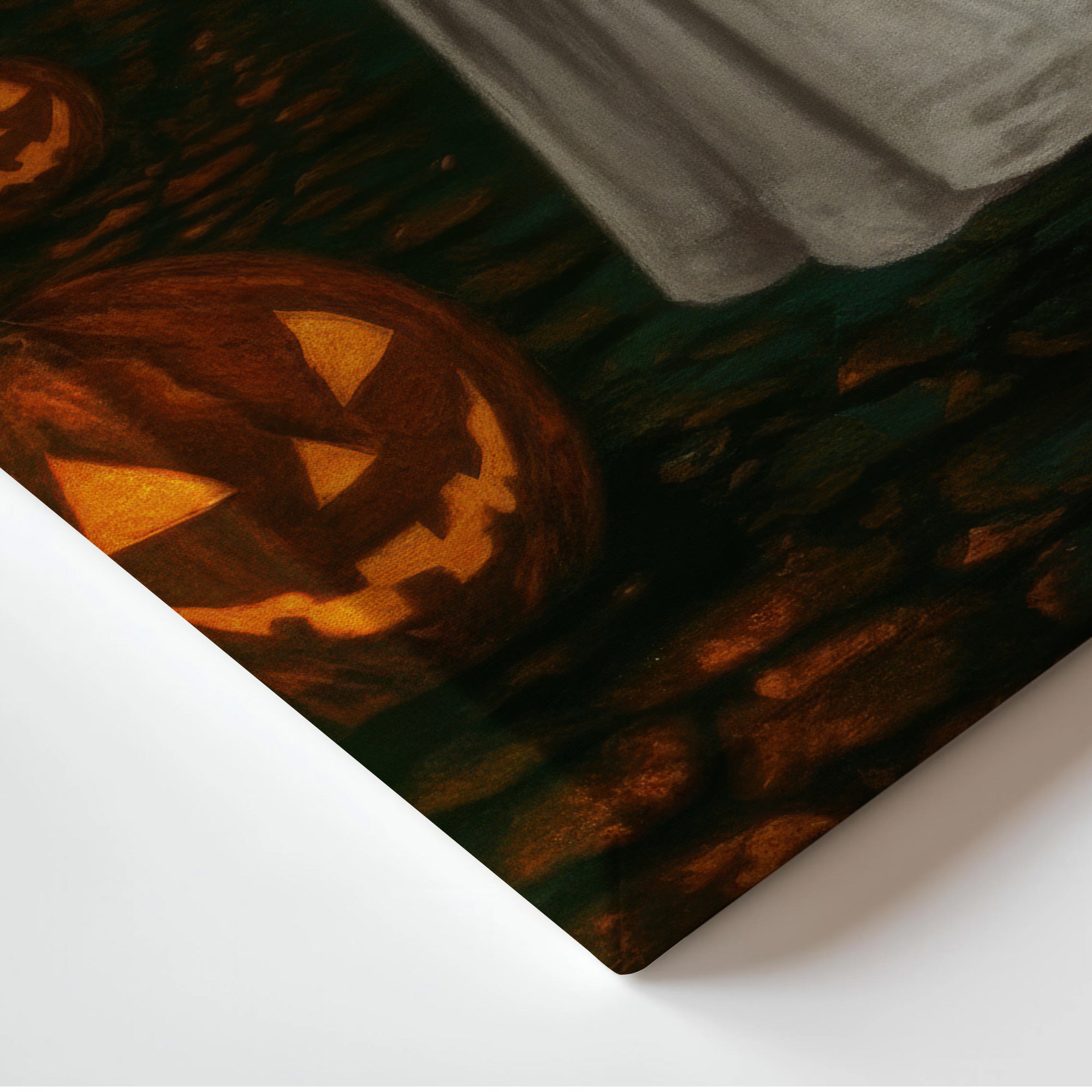 Creepy Vintage Nurse Canvas for Halloween, Haunted Street & Glowing Pumpkin, RN LPN CNA Gift
