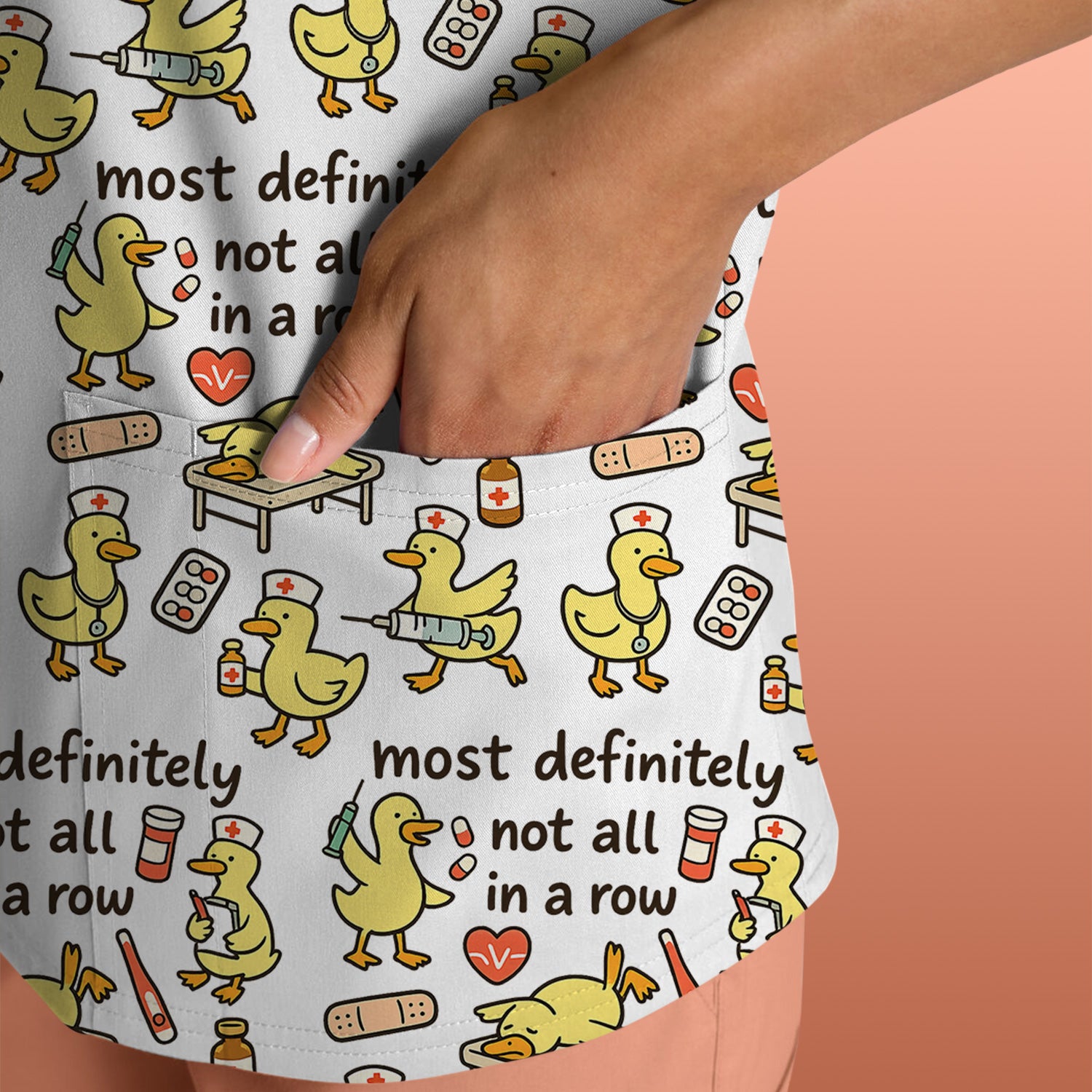 Funny Nurse Duck Medical Humor Pattern Scrub Top, Comfortable Scrubs for Nurses