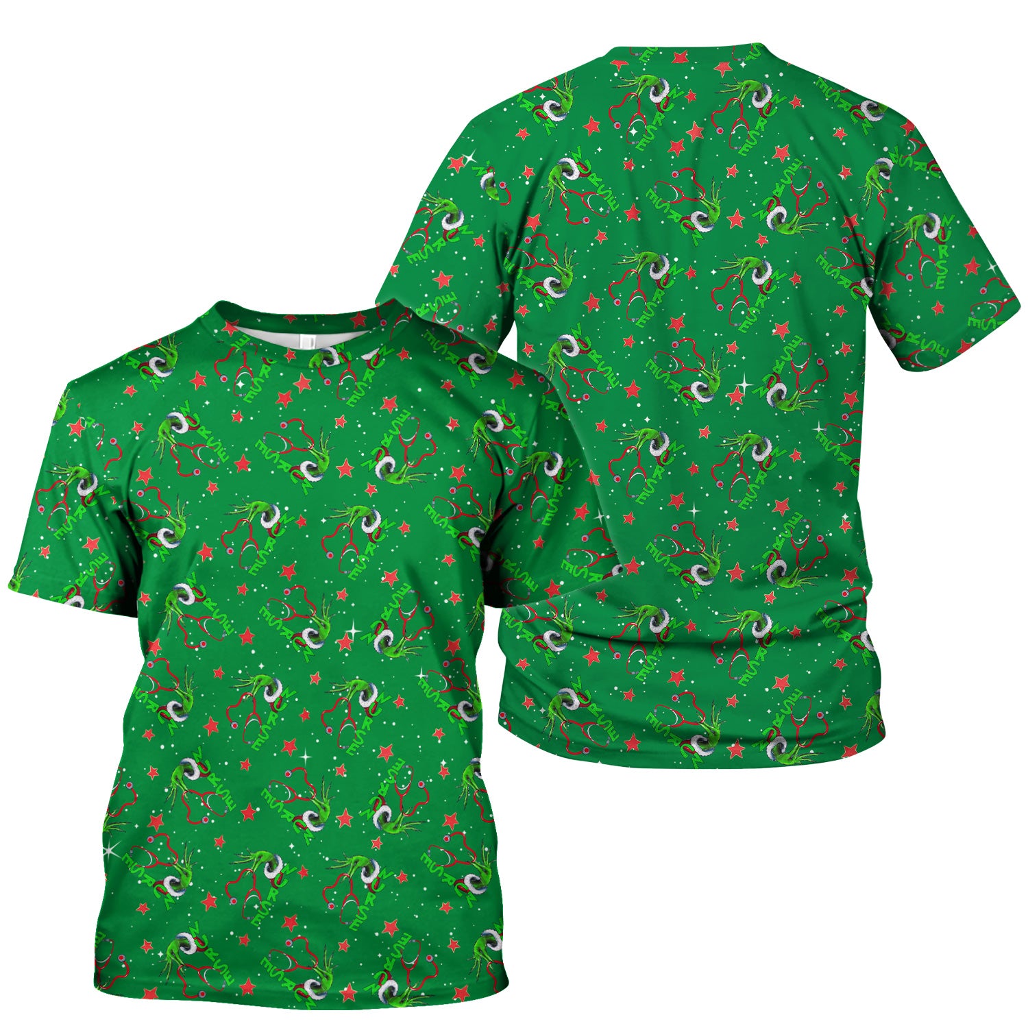 Custom Nurse Grinch Scrub Top - Funny Christmas Top for Women - Gift for RN LPN CNA Nursing