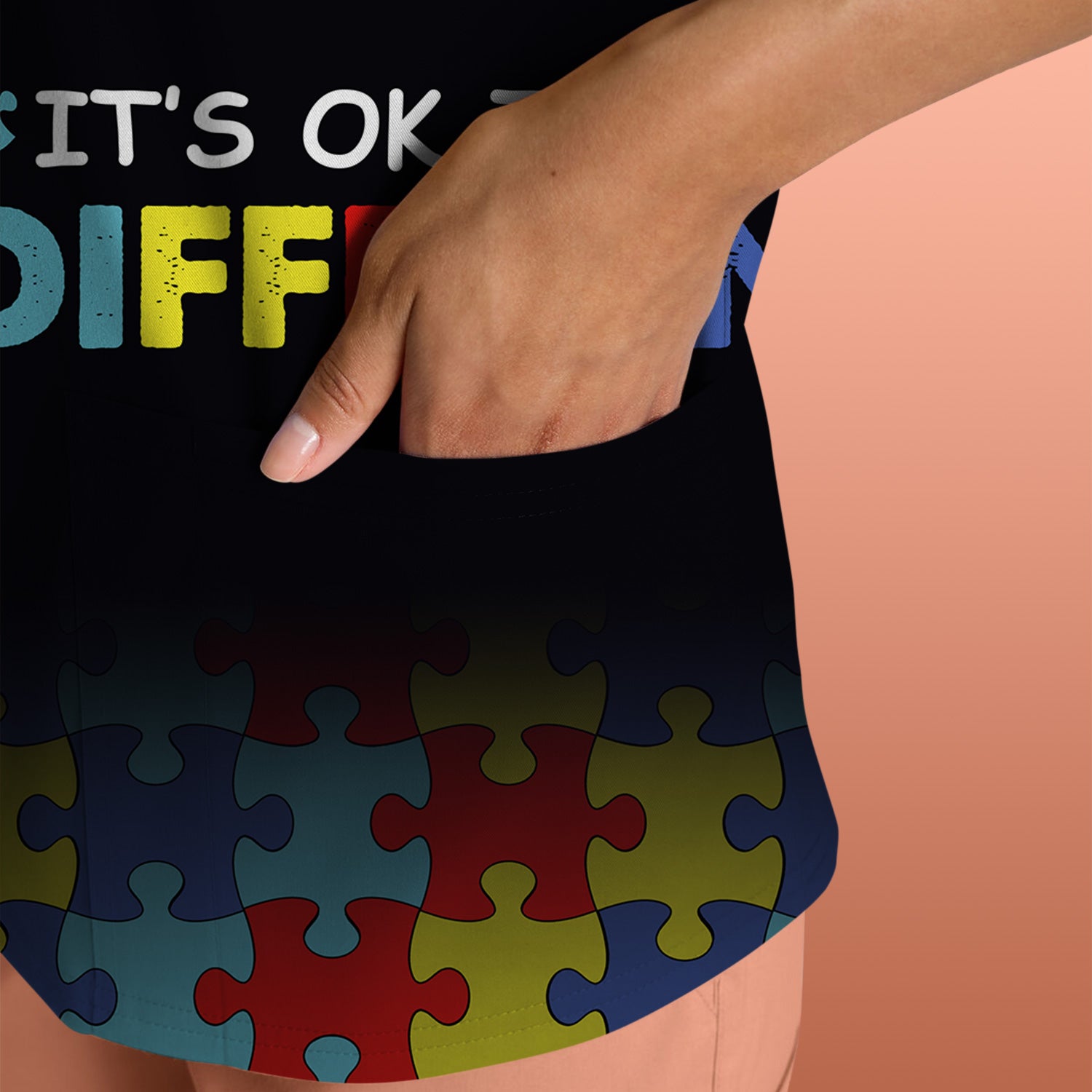 Autism Puzzle Skeleton Nurse It's OK to Be Different Scrub Top, Comfortable Scrubs for Nurses
