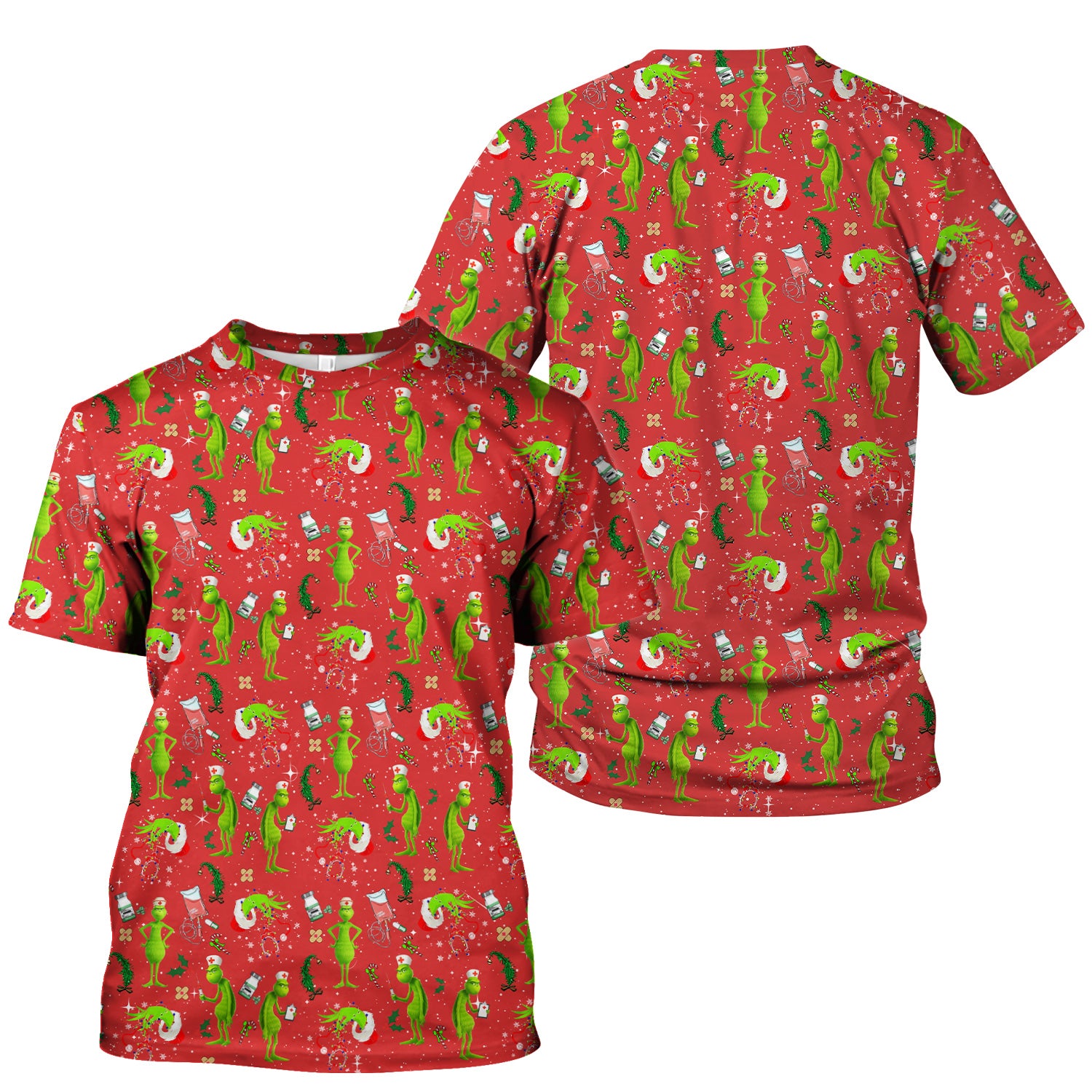 Funny Grinch Scrub Top - Christmas Nurse Shirt for Women - Multiple Color Options CNA RN LPN Gift