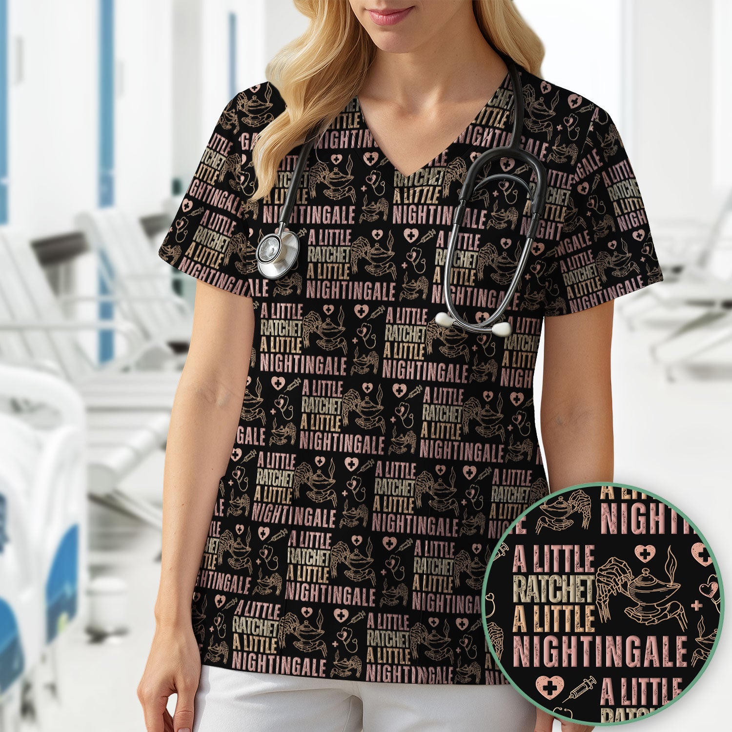 A Little Ratchet A Little Nightingale Nurse Scrub Top, Breathable Fabrics Nursing Uniform