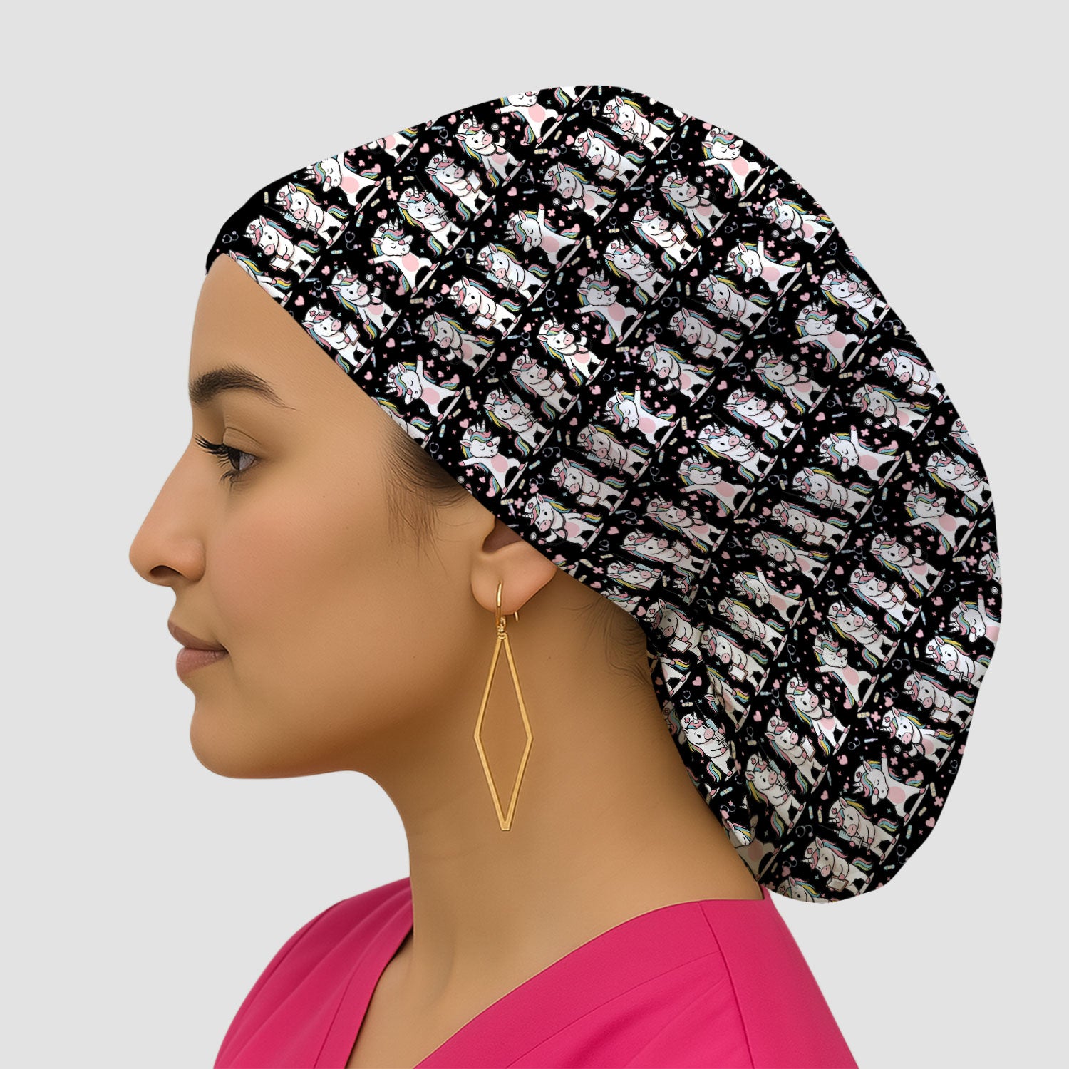 Cute Unicorn Nurse Scrub Cap, Playful Medical Cartoon Nursing Hat, Breathable Fabrics Nurse Uniform