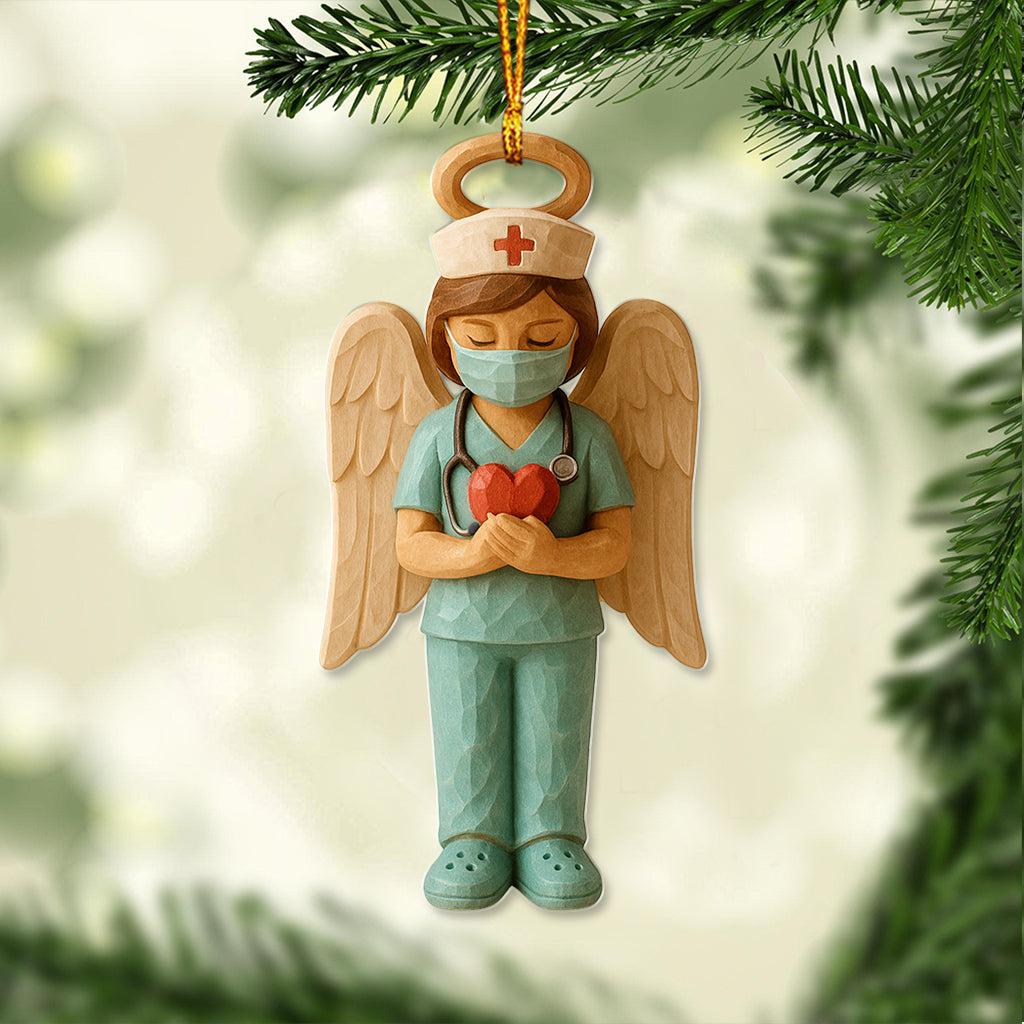 Personalized Nurse Angel Ornament, Custom Name Nursing Angel Christmas Gift, Guardian Nurse Holiday Decor for Healthcare Workers